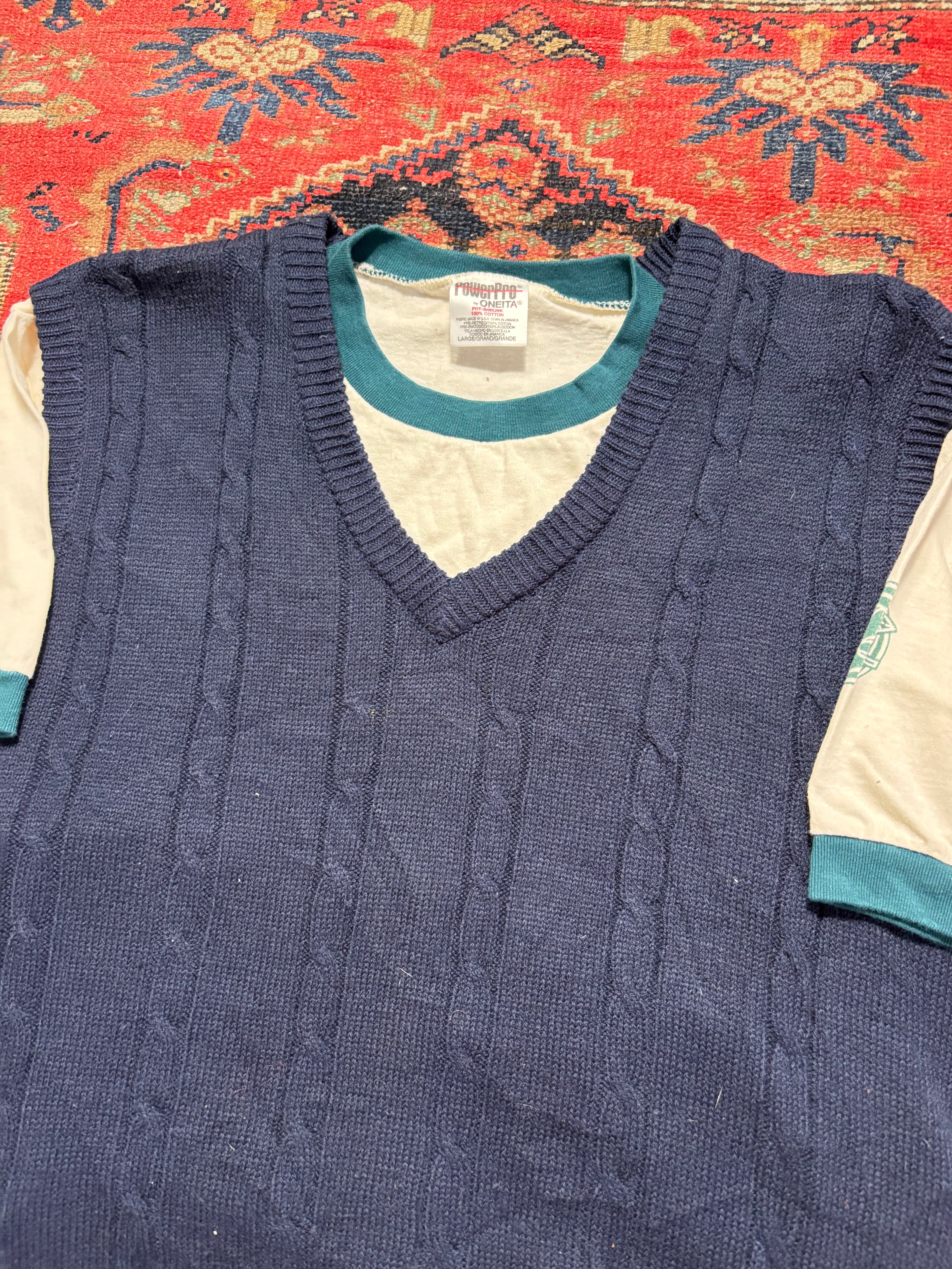 VINTAGE NAVY “KINGSPORT” KNIT VEST SIZE LARGE