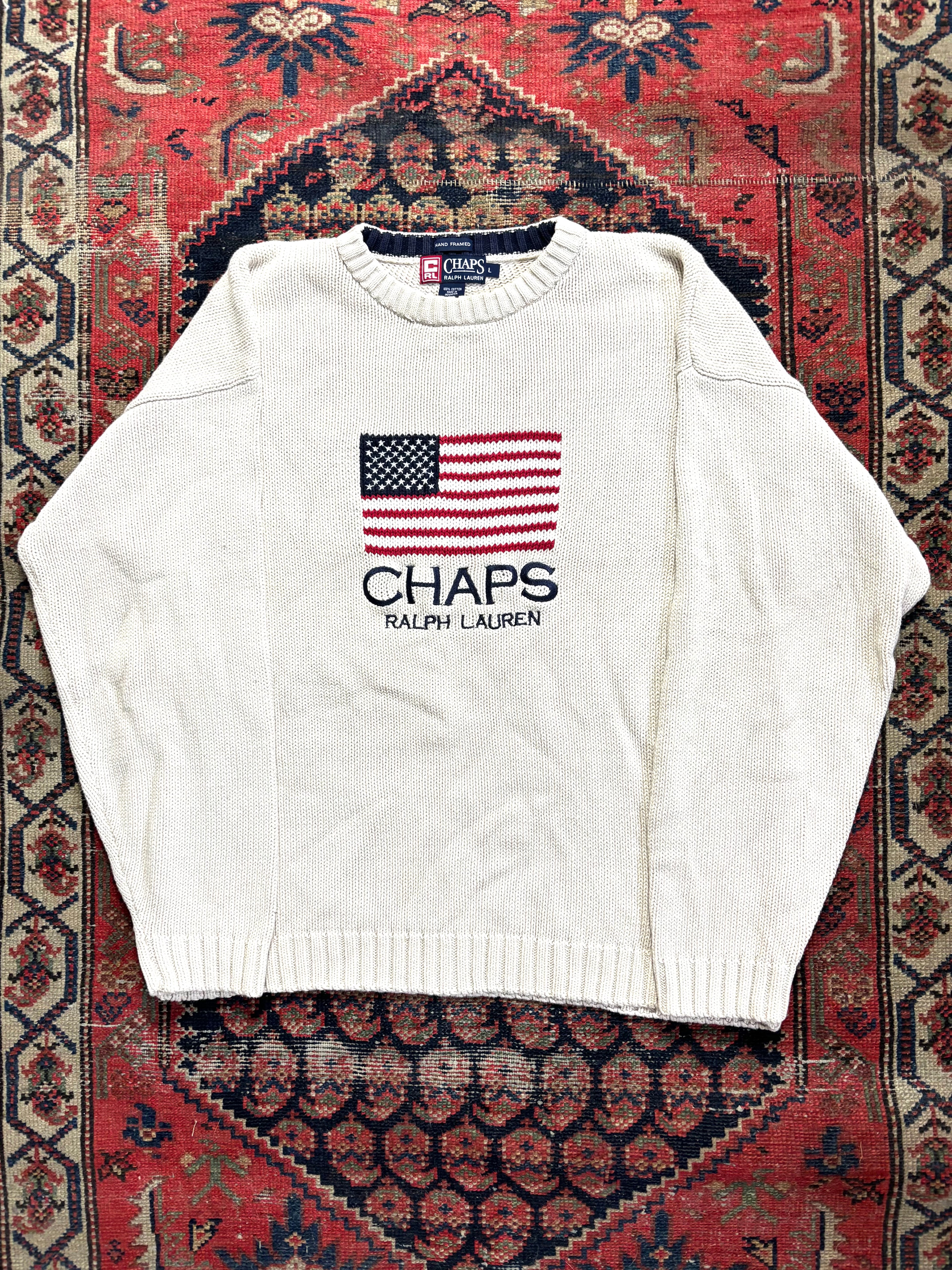 VINTAGE CREAM USA CHAPS KNIT SIZE LARGE