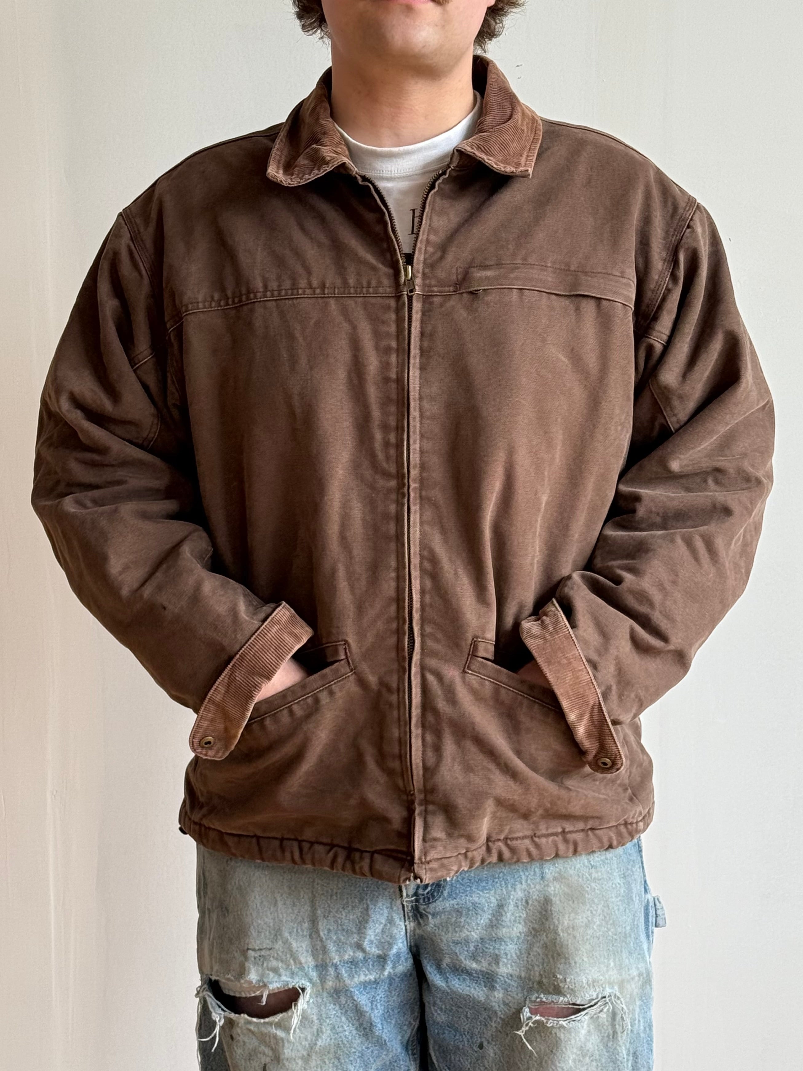 VINTAGE BROWN ‘safTbak’ CANVA JACKET SIZE LARGE