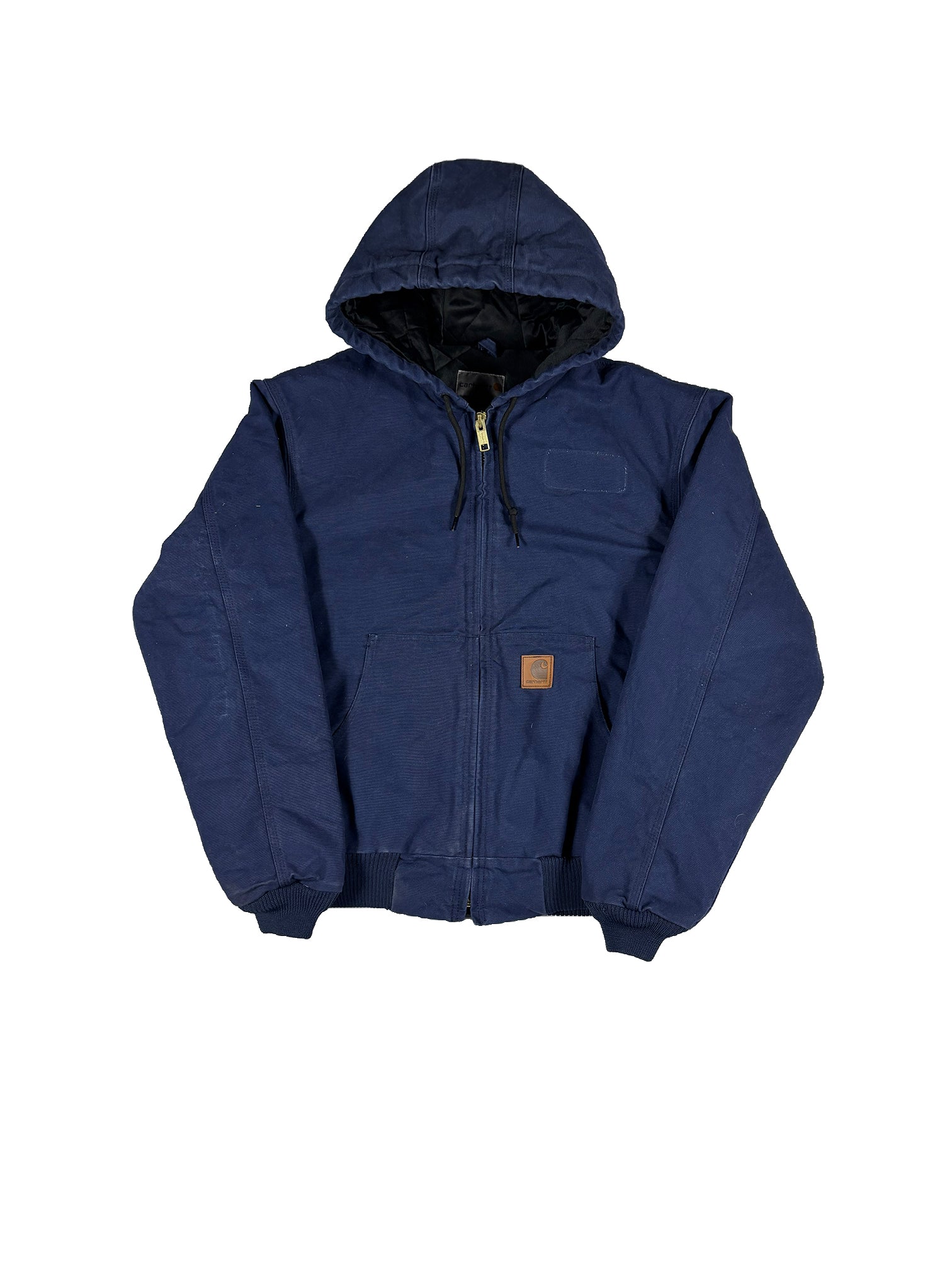 VINTAGE DARK NAVY HOODED CARHARTT WORK JACKET SIZE LARGE – Luster