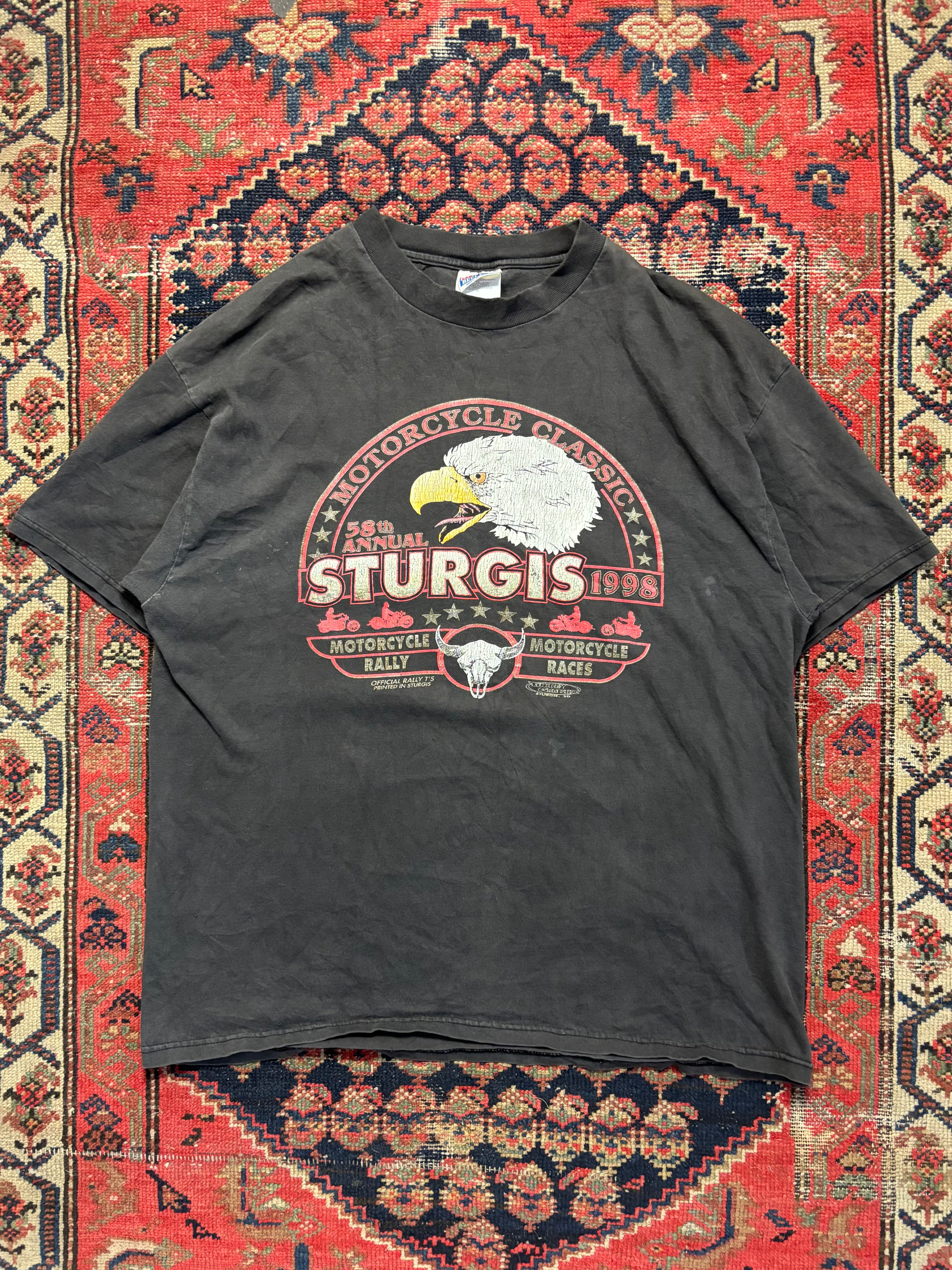 VINTAGE FADED BLACK 1998 STURGIS TEE SIZE XL