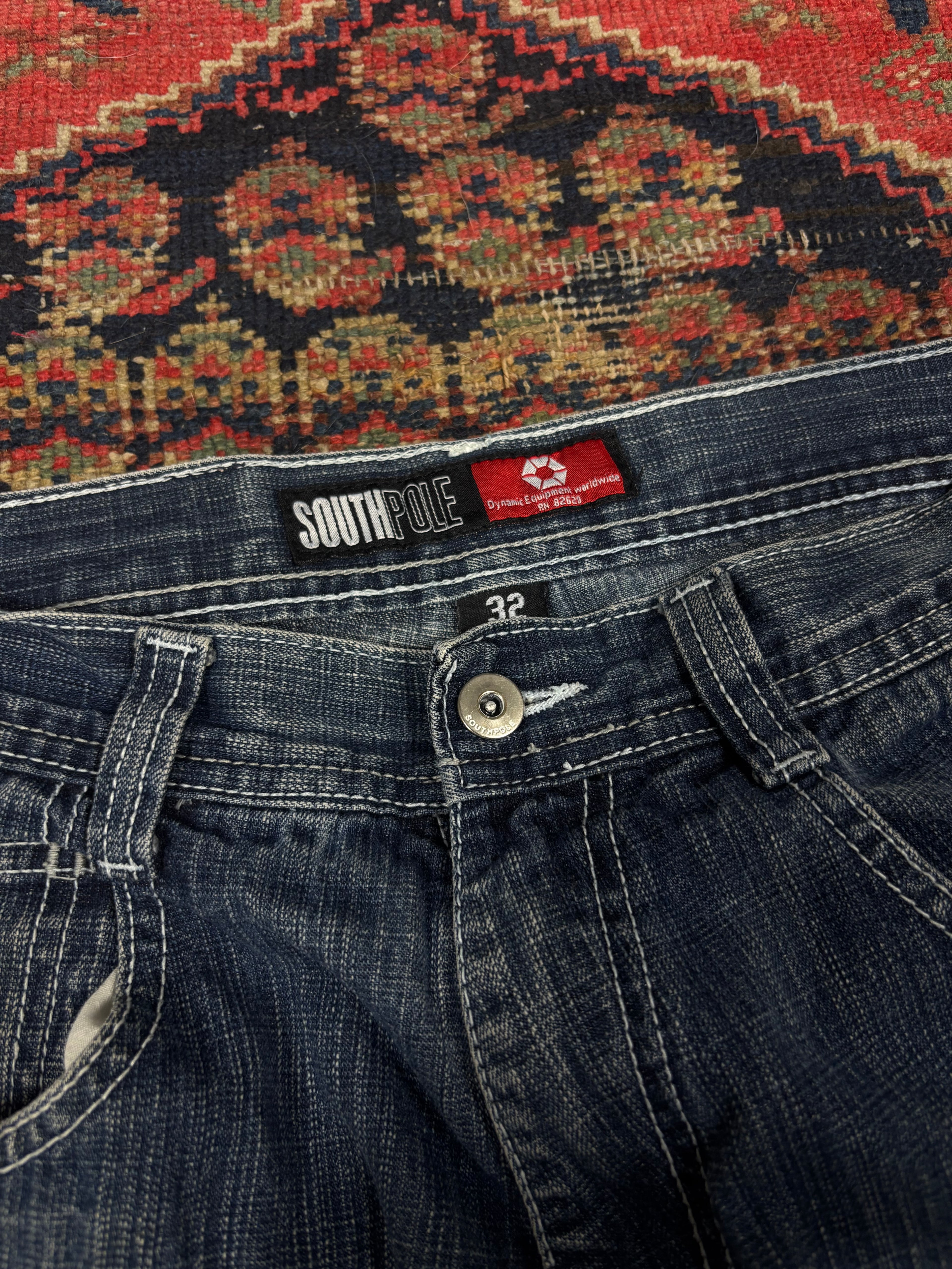 VINTAGE FADED BAGGIE DARK WASH SOUTH POLE JORTS W/32