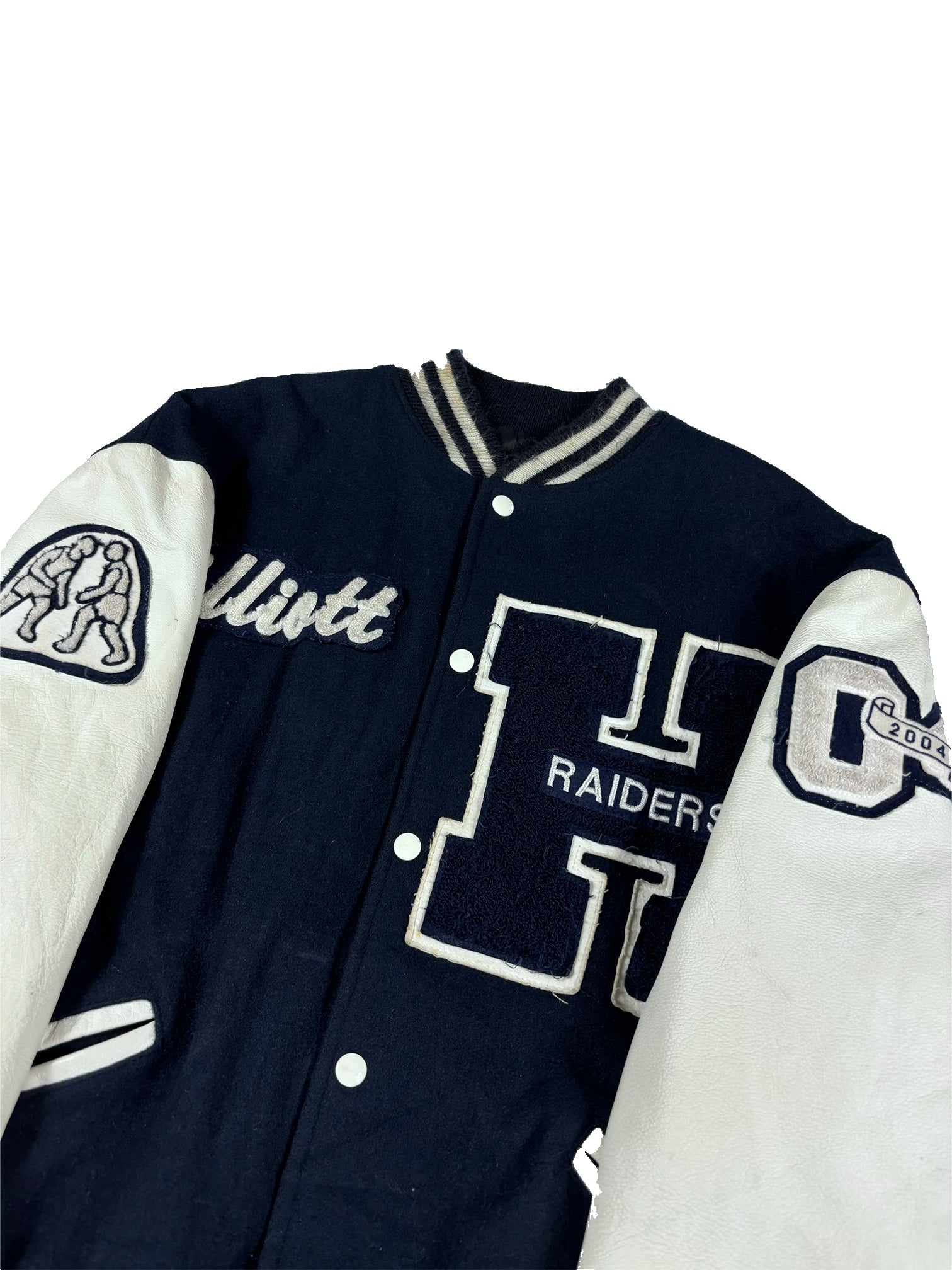 NAVY BLUE “RAIDERS” VARSITY JACKET SIZE XL