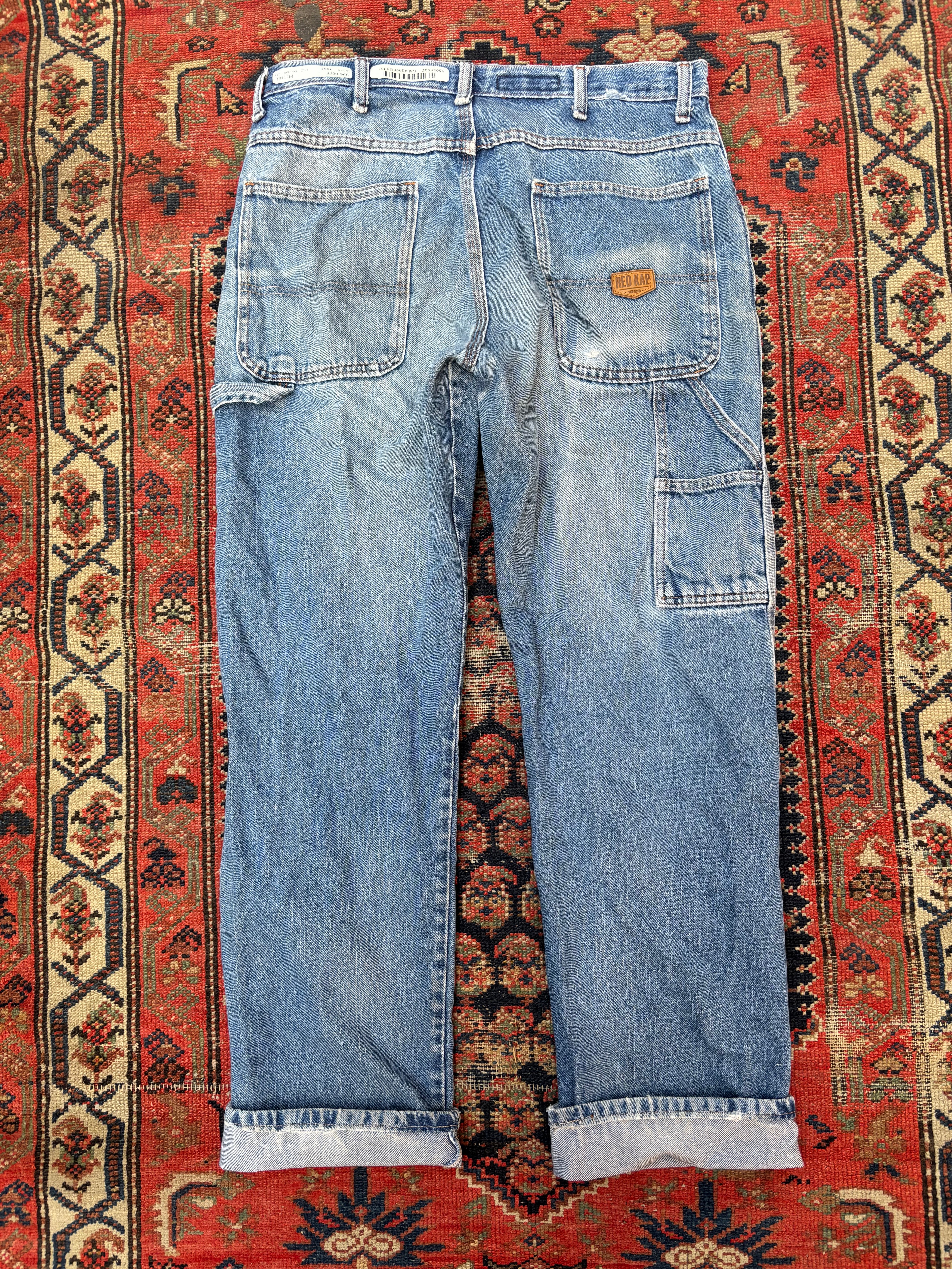 VINTAGE DISTRESSED REDKAP WORK DENIM W/34