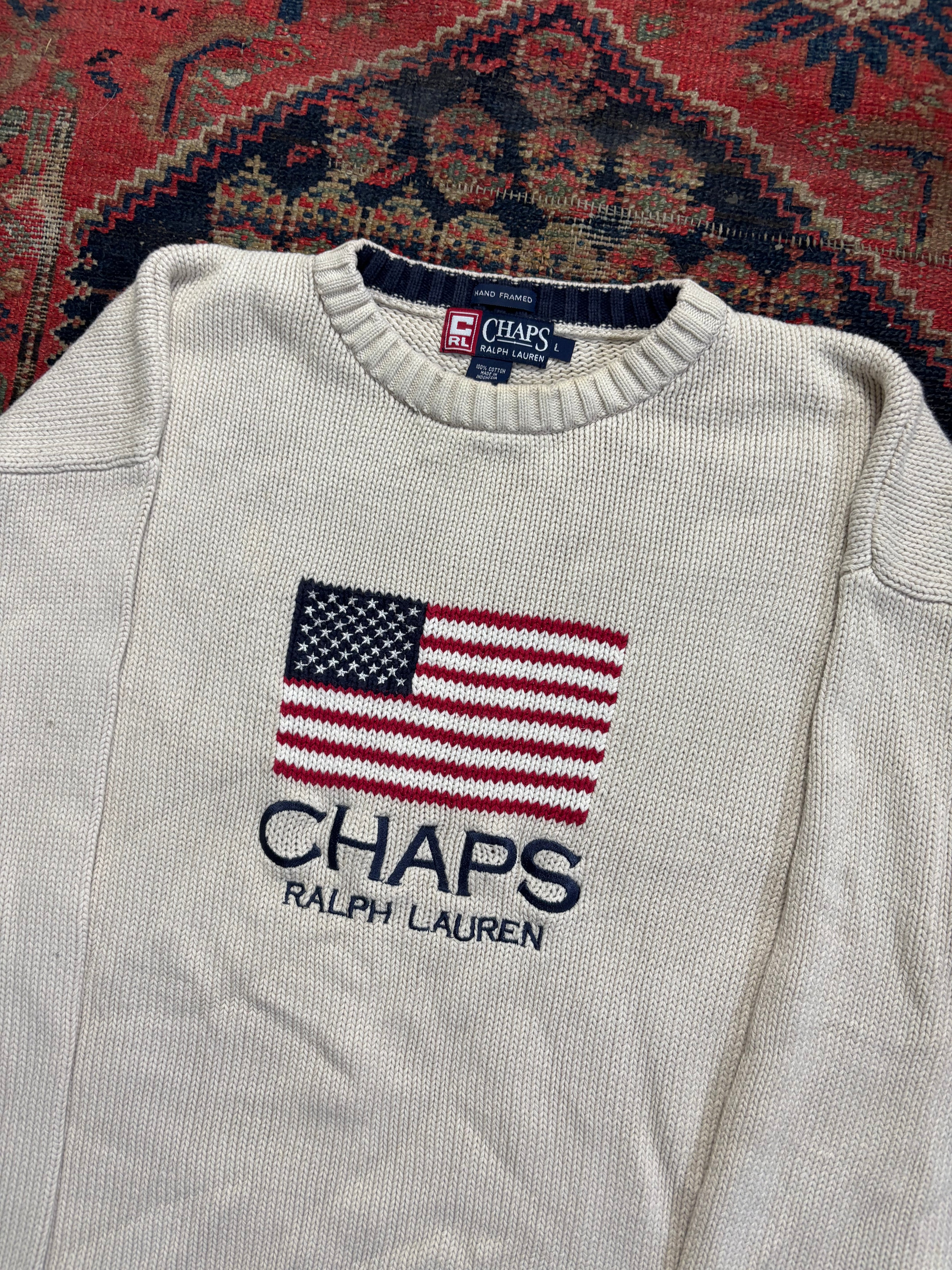 VINTAGE CREAM USA CHAPS KNIT SIZE LARGE