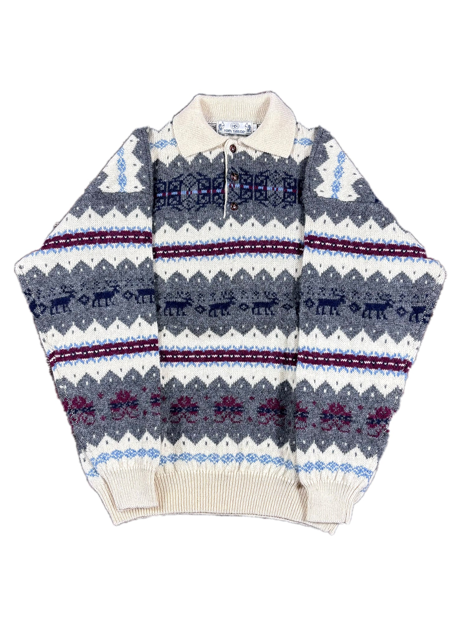 VINTAGE TOM TAILOR COLLARED CHRISTMAS KNIT SIZE LARGE