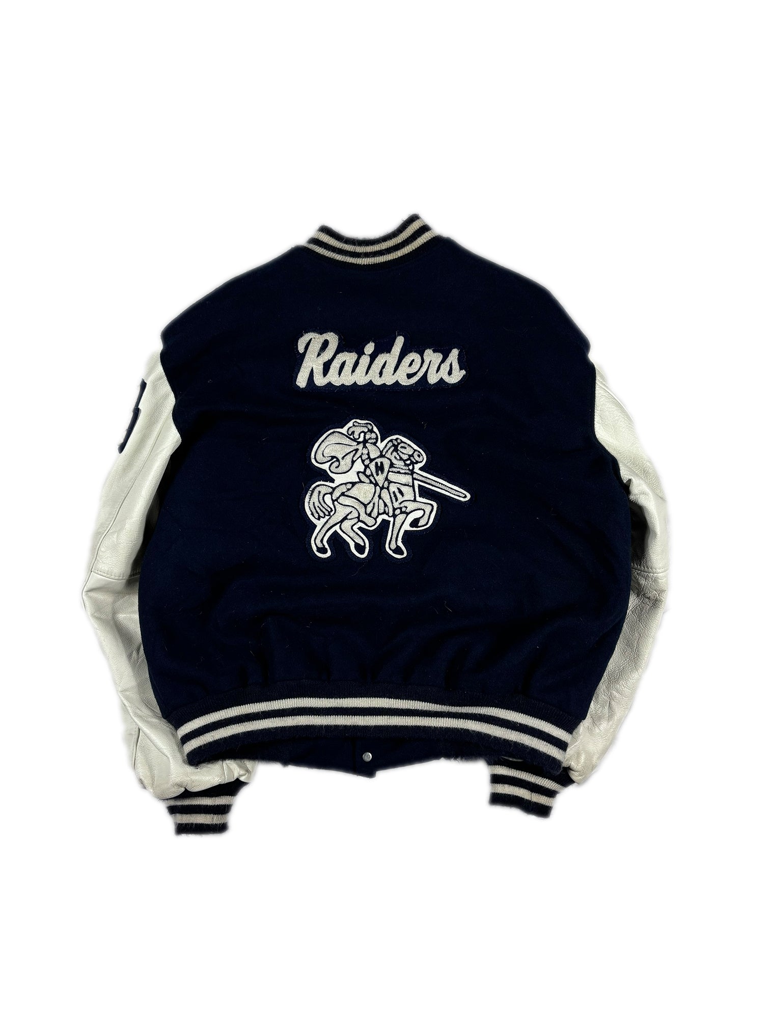 NAVY BLUE “RAIDERS” VARSITY JACKET SIZE XL