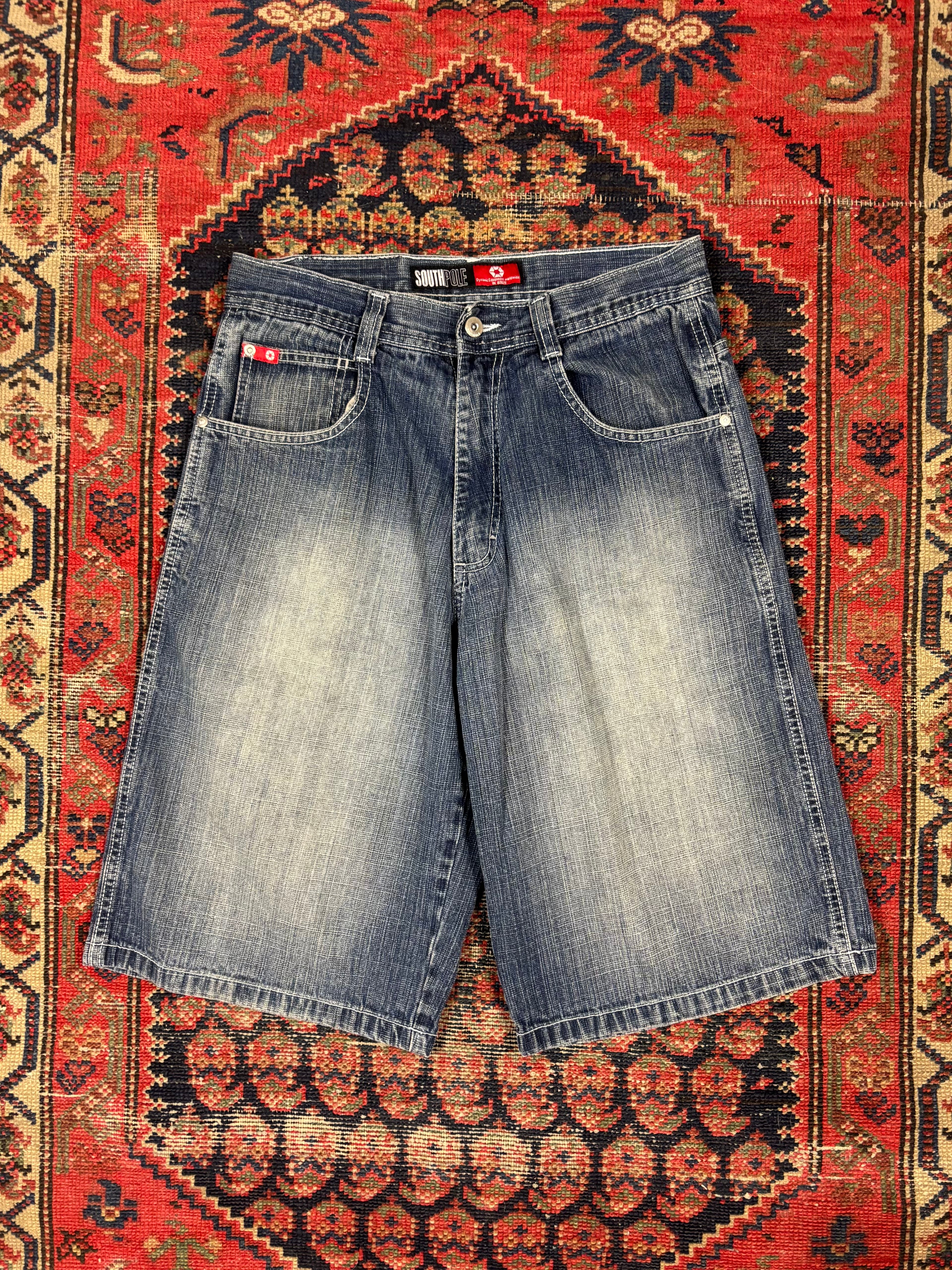 VINTAGE FADED BAGGIE DARK WASH SOUTH POLE JORTS W/32
