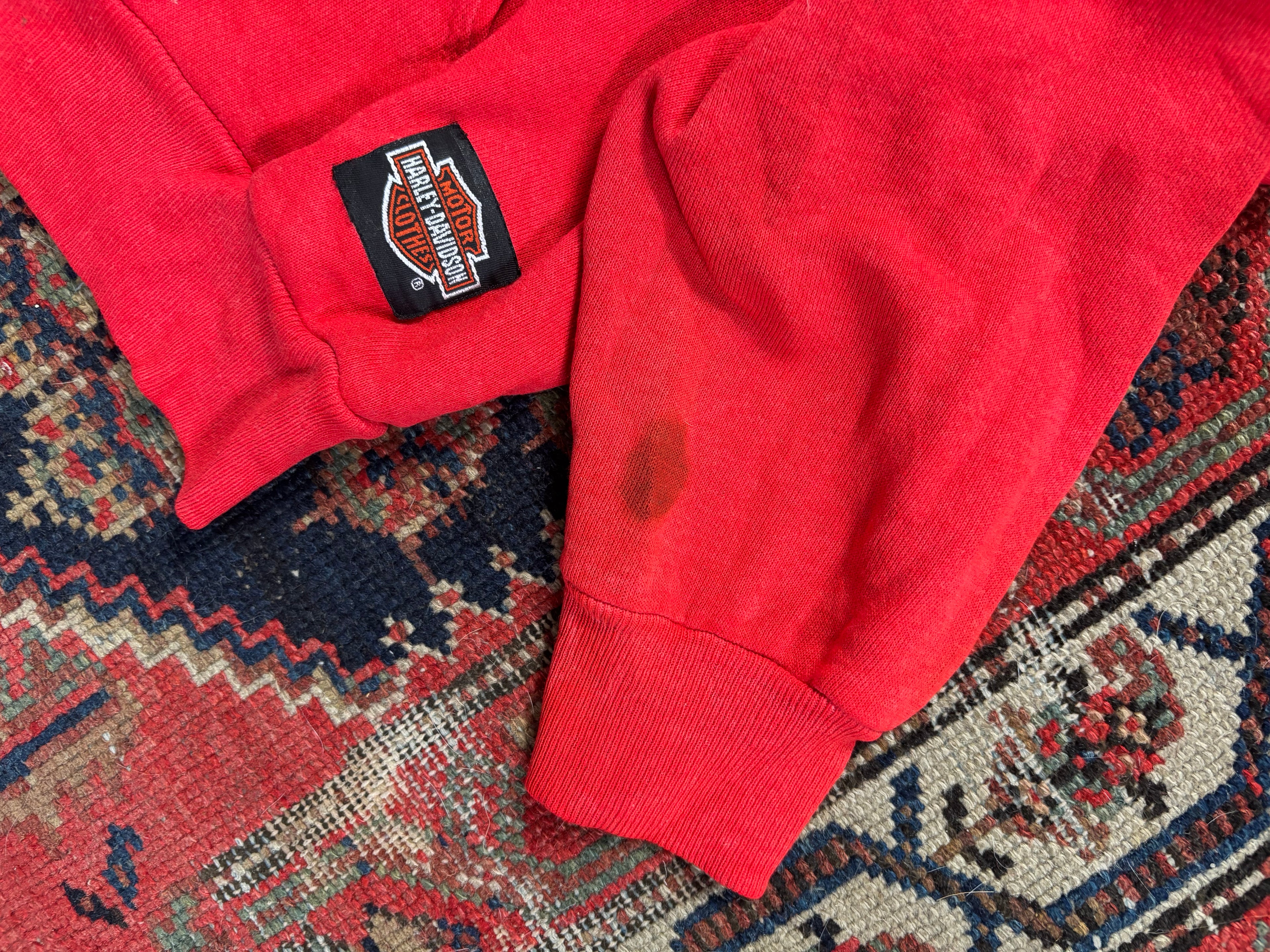VINTAGE RED 1991 HARLEY ZIP UP HOODIE SIZE MEDIUM