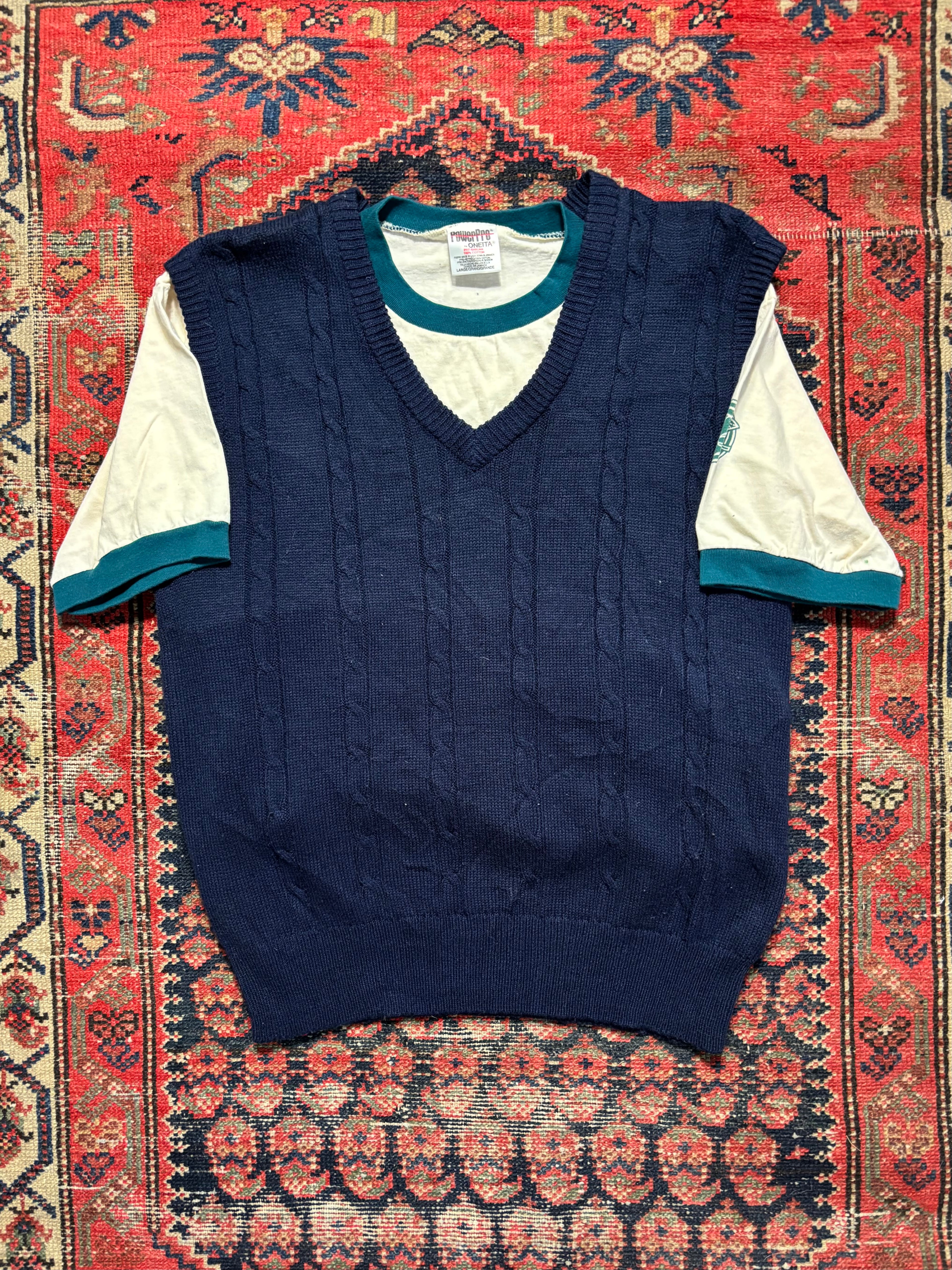 VINTAGE NAVY “KINGSPORT” KNIT VEST SIZE LARGE