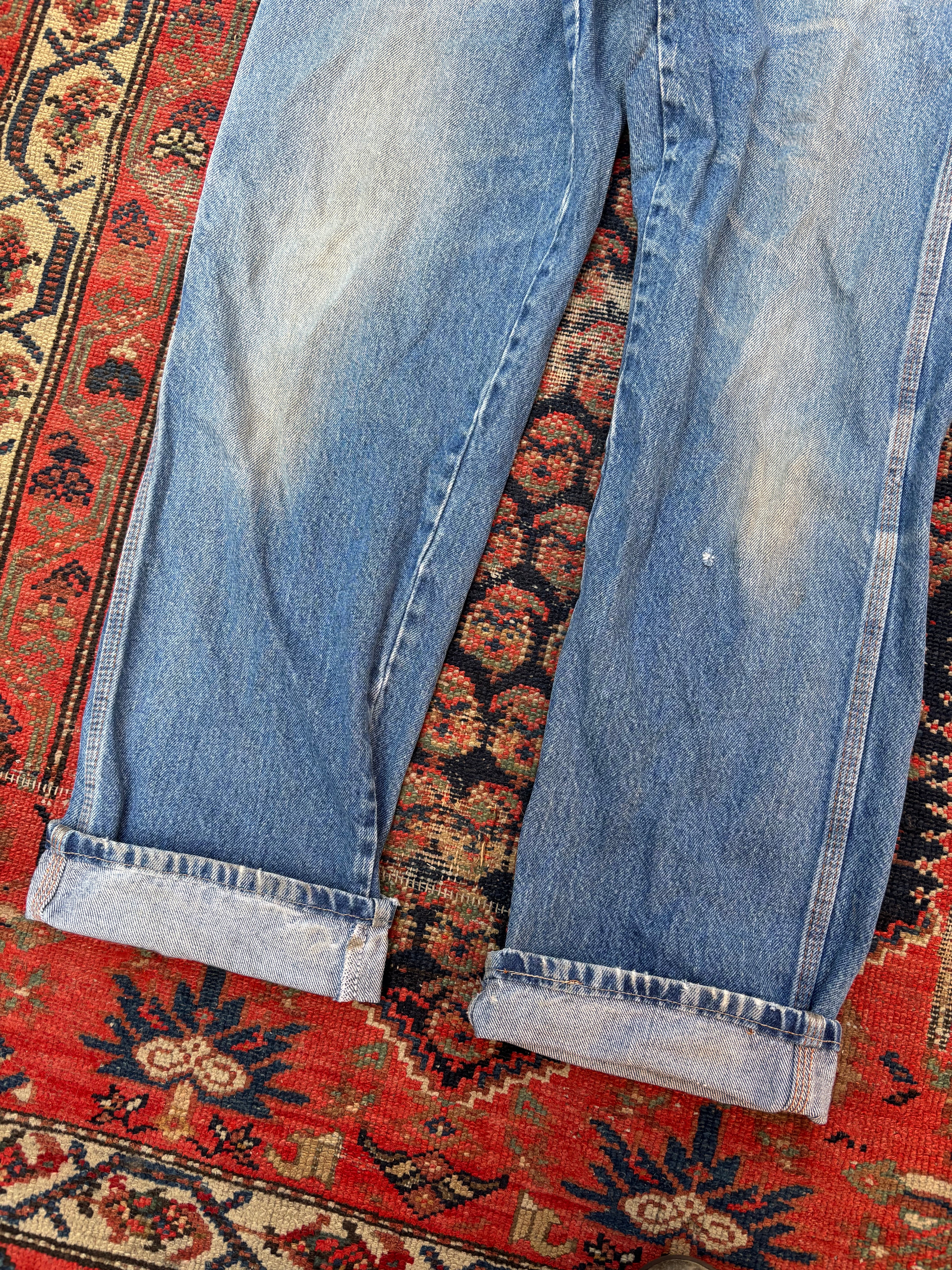 VINTAGE DISTRESSED REDKAP WORK DENIM W/34