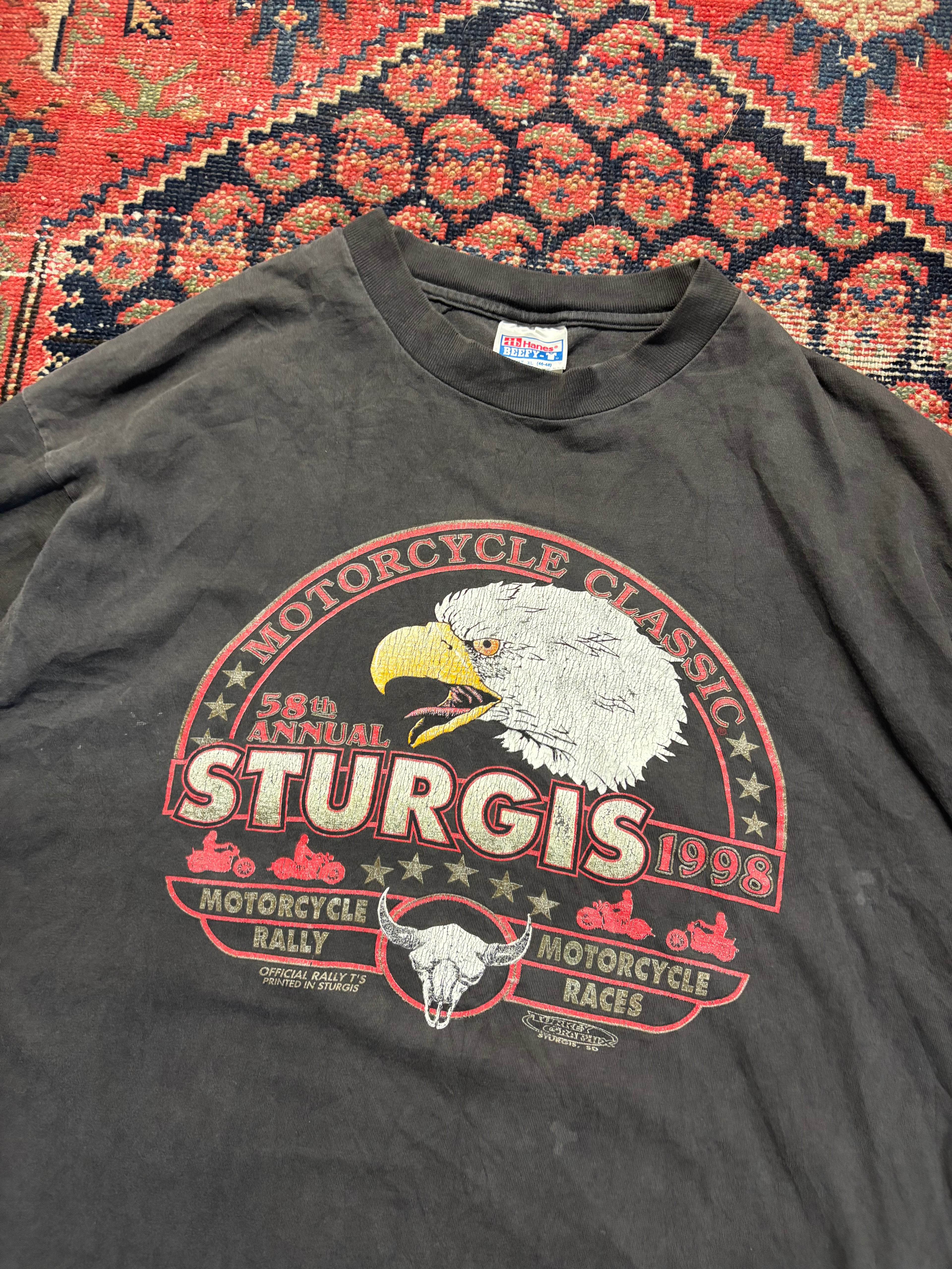 VINTAGE FADED BLACK 1998 STURGIS TEE SIZE XL