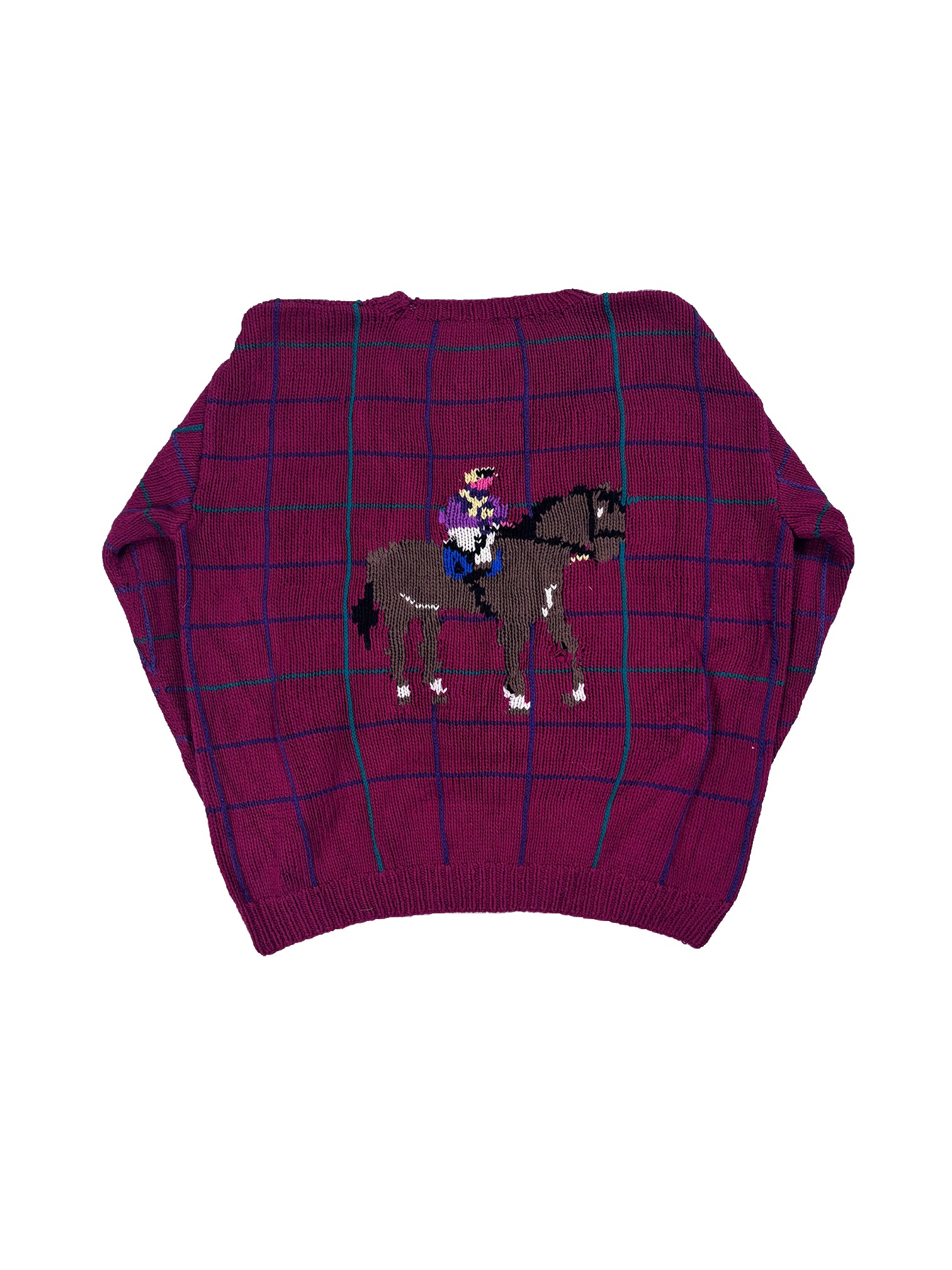 VINTAGE RED “HEIRLOOMS”HANDMADE HORSE KNIT SIZE LARGE