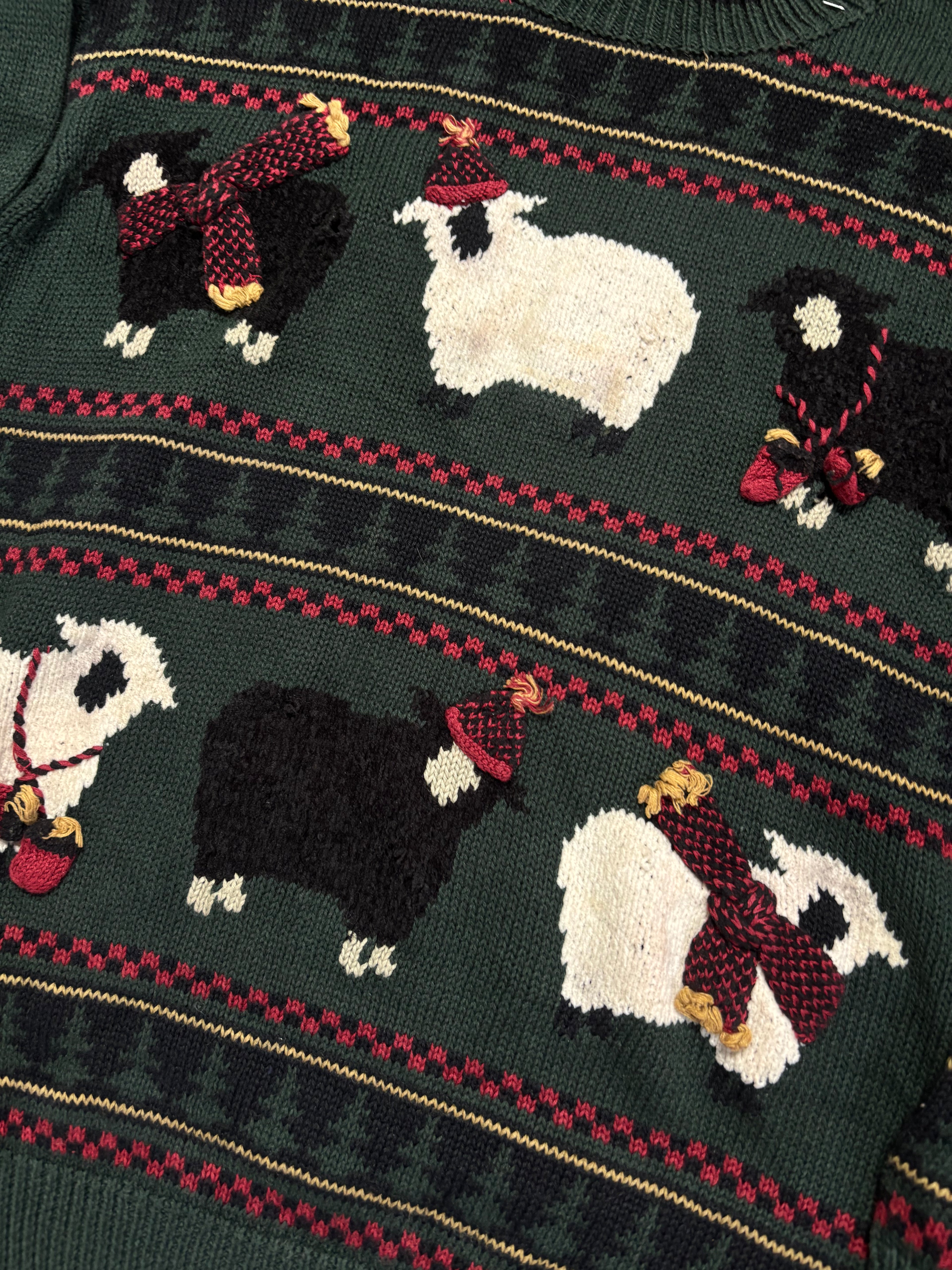 VINTAGE DARK GREEN WOOLRICH SHEEP KNIT SIZE SMALL