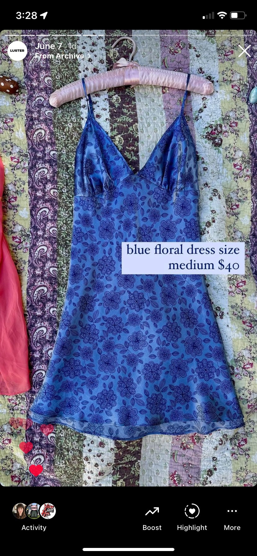BLUE FLORAL DRESS SIZE MEDIUM