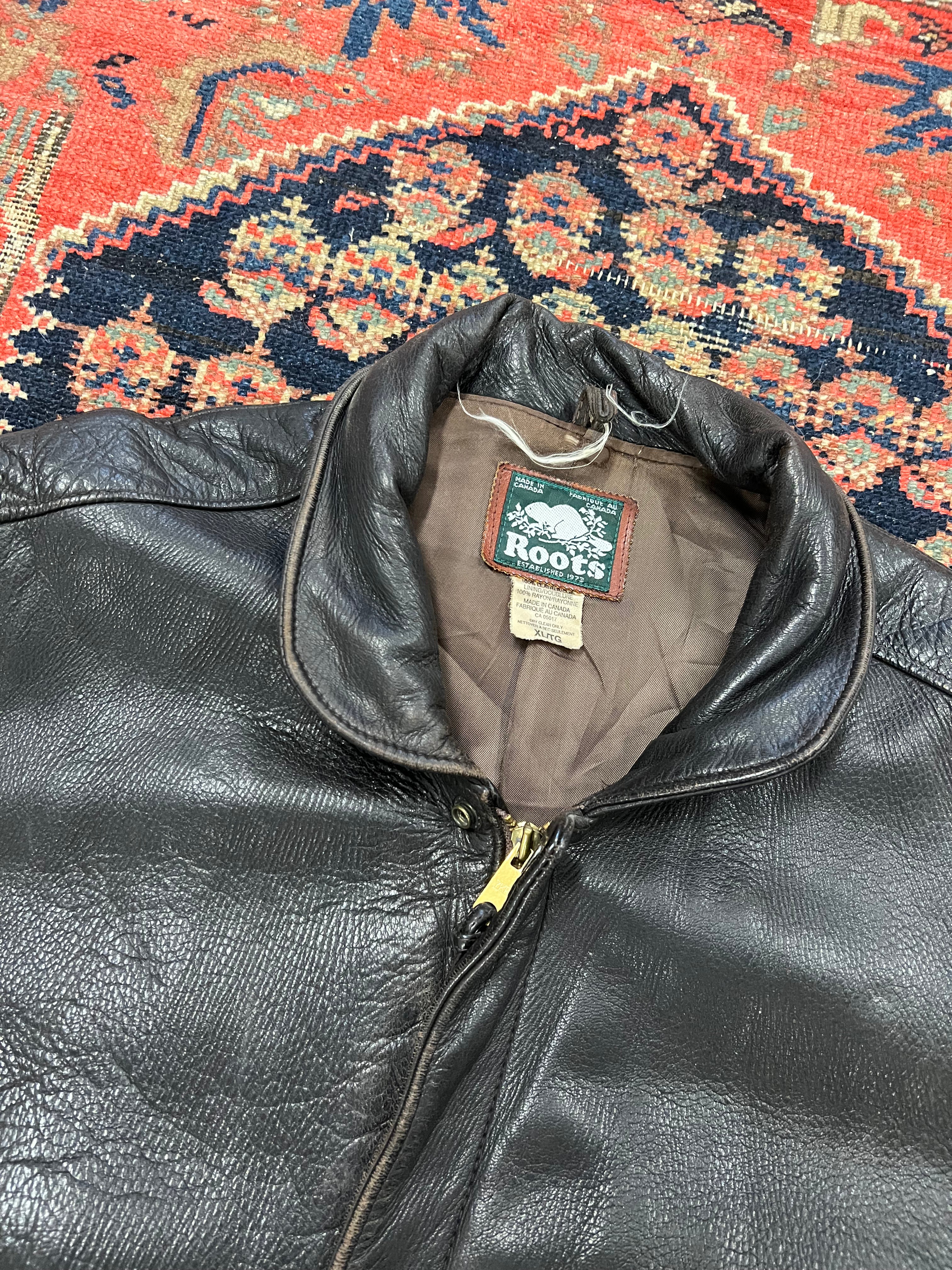 VINTAGE LEATHER ROOTS JACKET - M/L