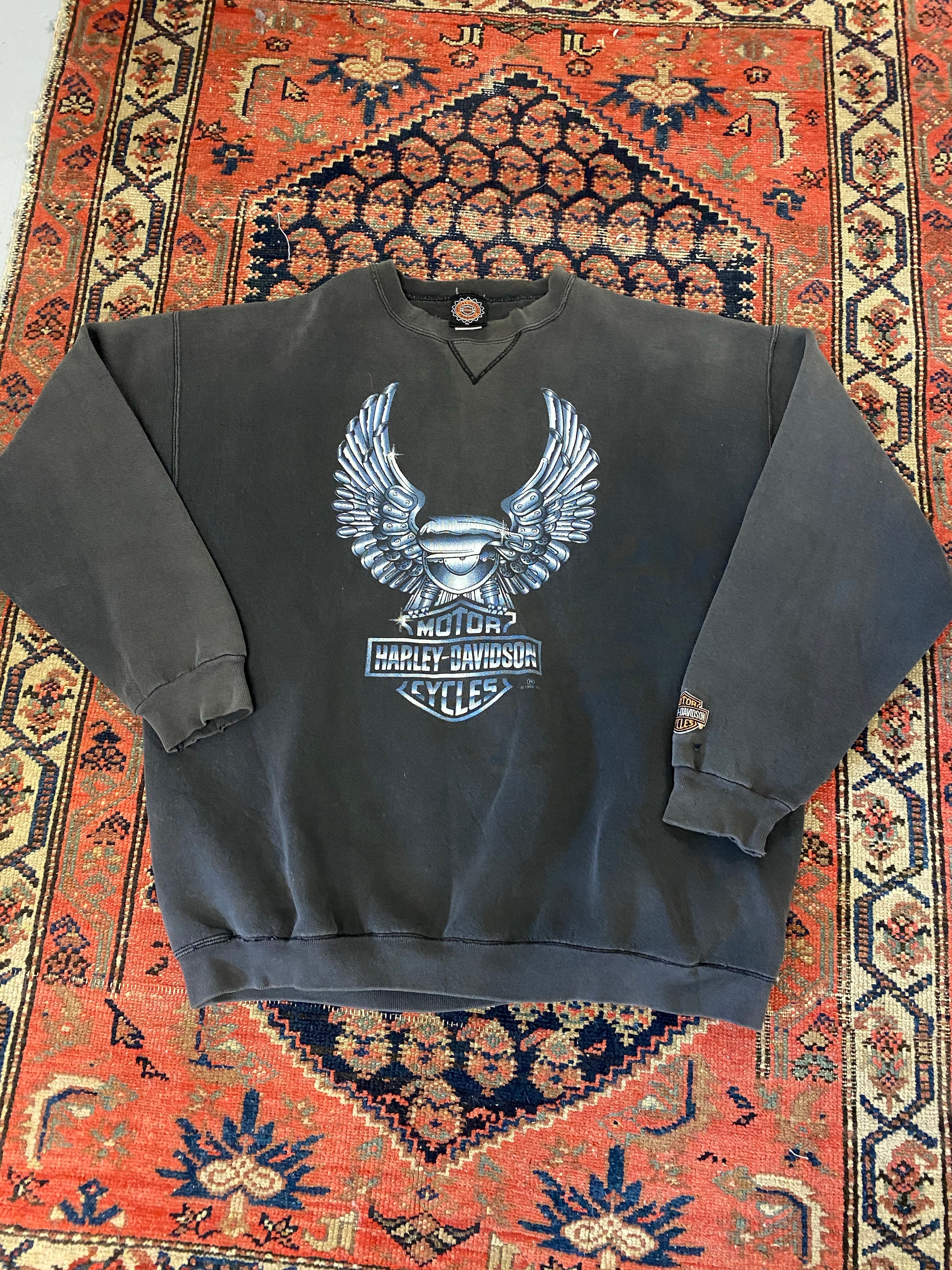 90s Faded Harley Davidson Crewneck - L