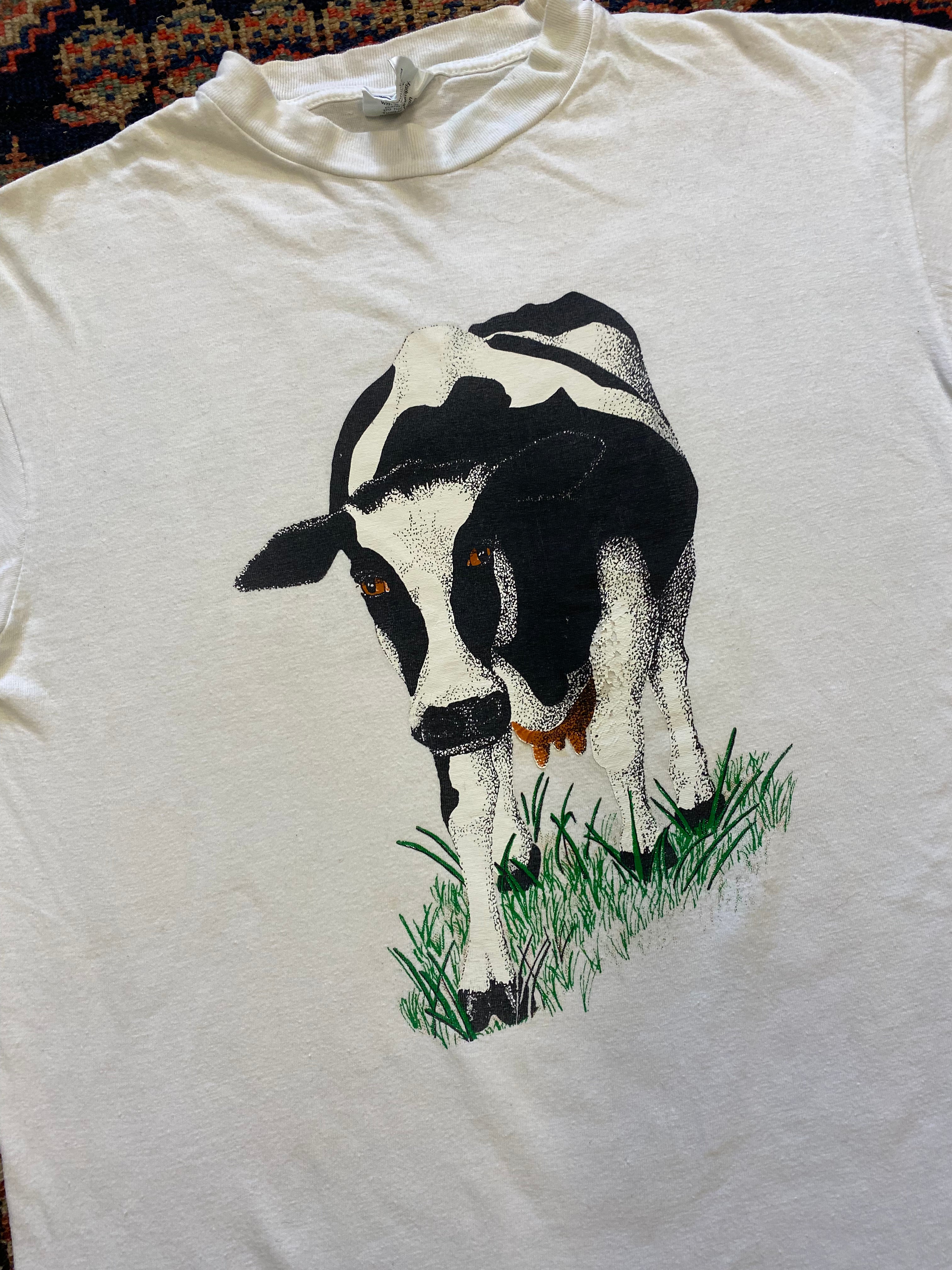 Vintage front and back cow t shirt - small/medium