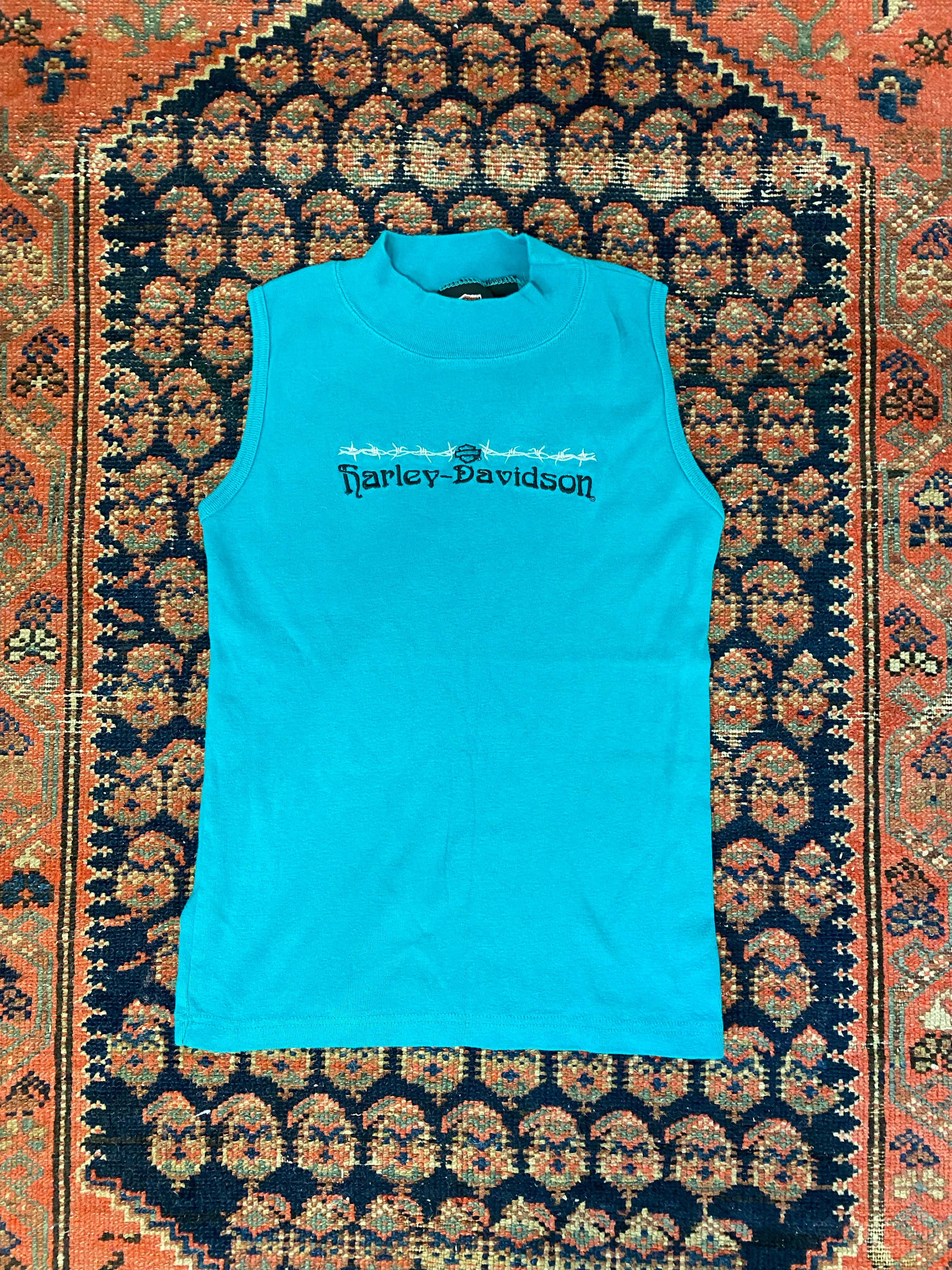 90s Harley Davison Teal Tank - M