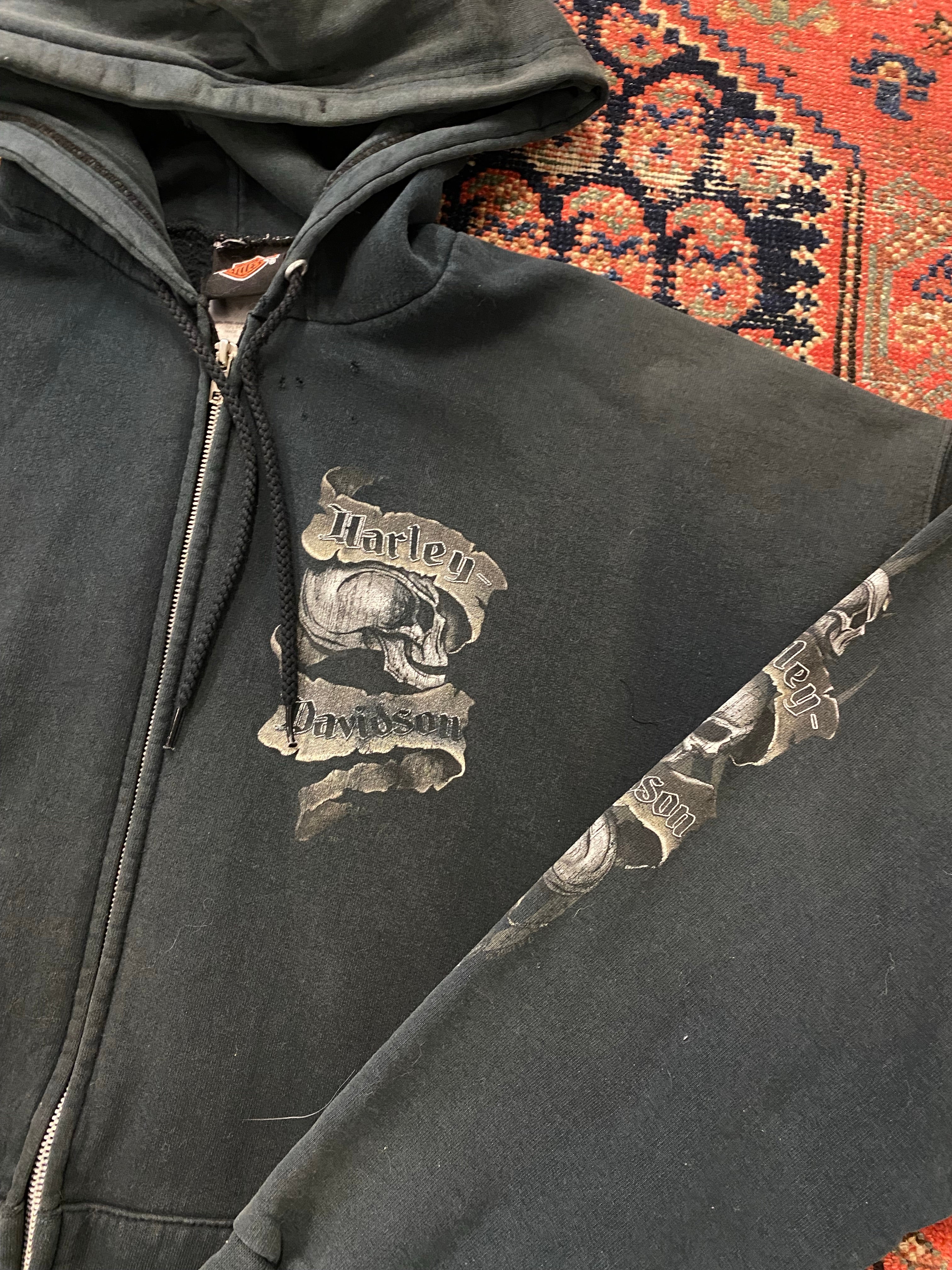 Vintage Harley Davidson Full Zip Hoodie - L/XL