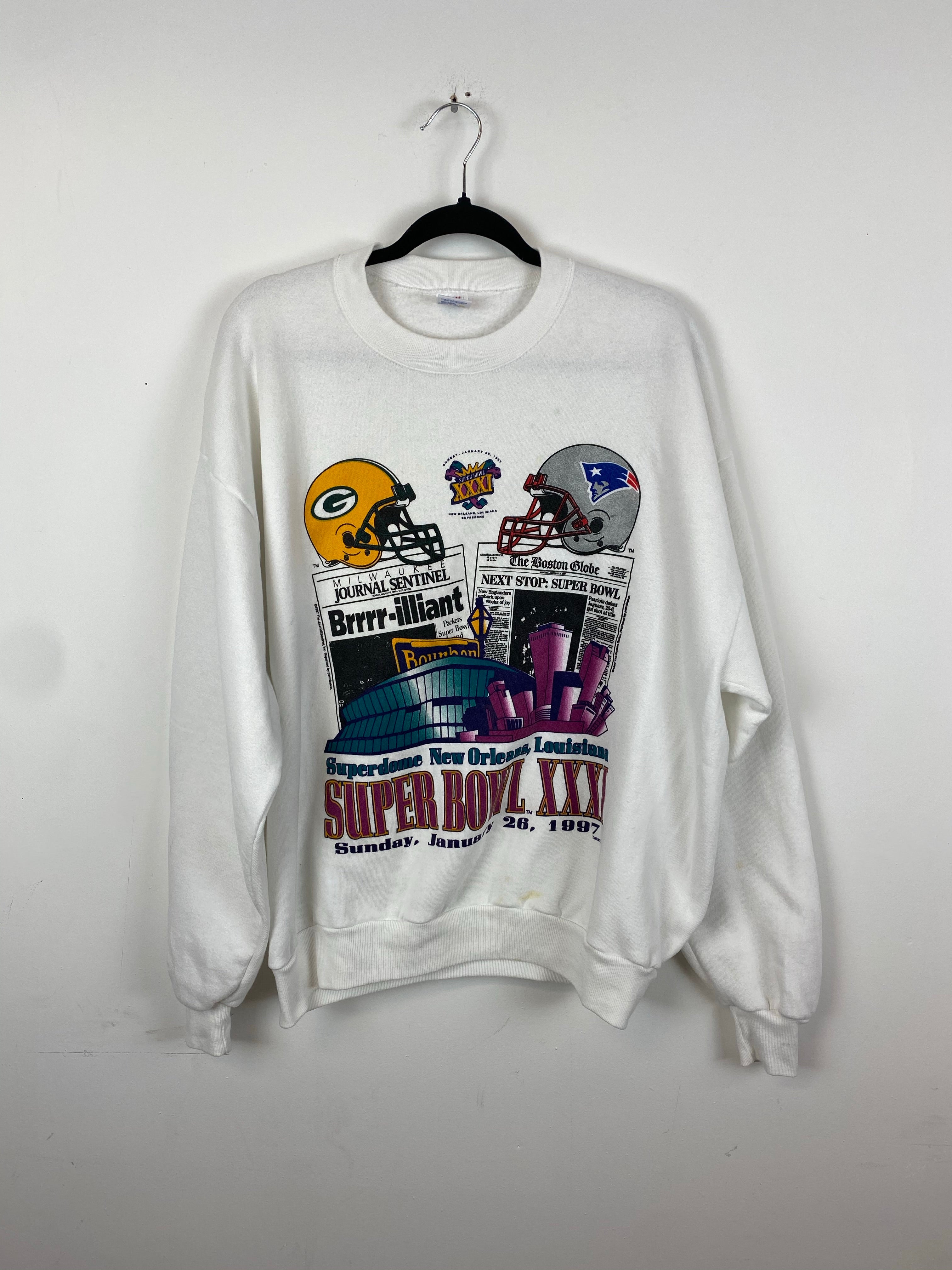 1997 Green Bay vs Patriots crewneck - L