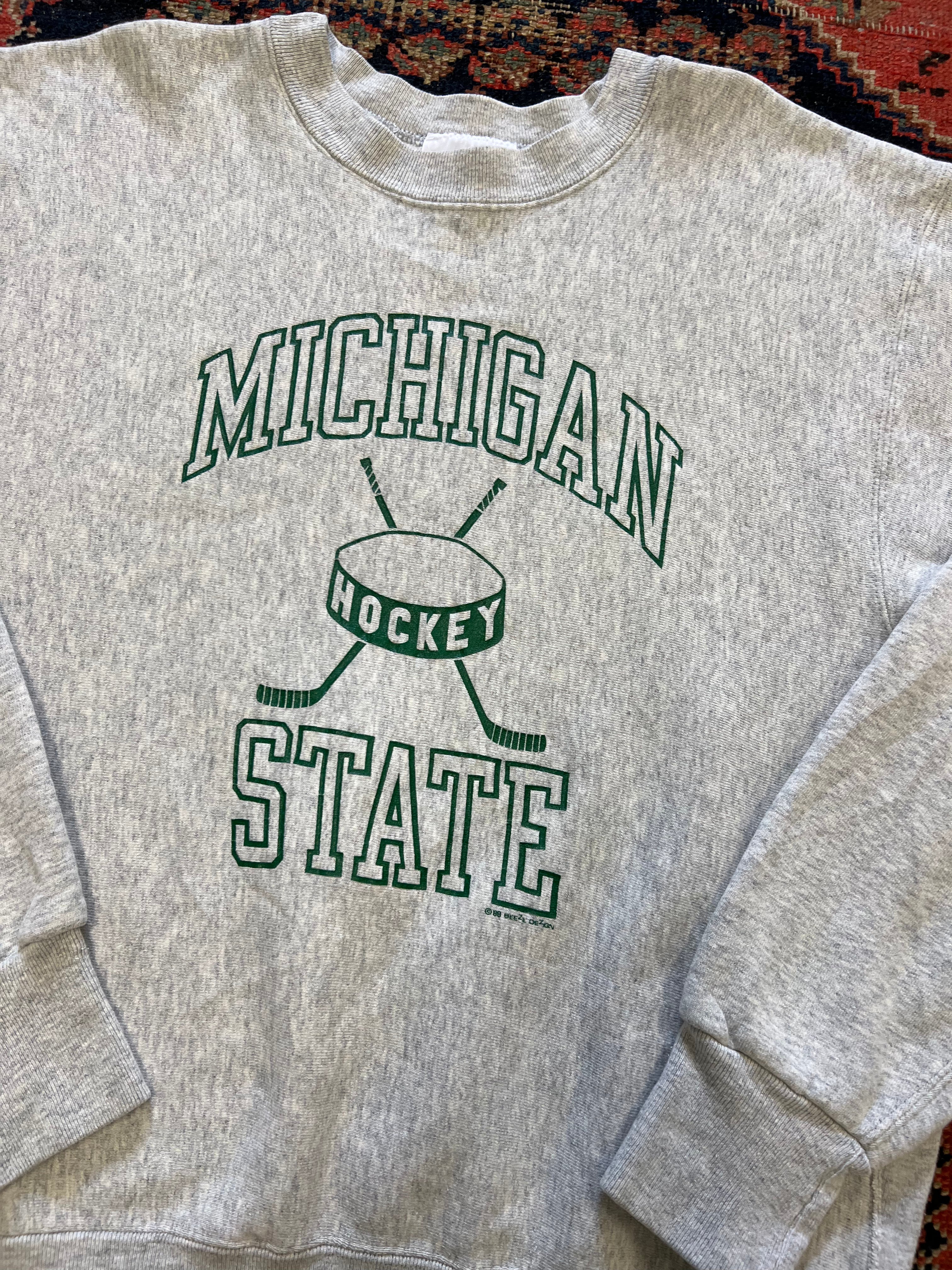 VINTAGE MICHIGAN HOCKEY CREWNECK - LARGE