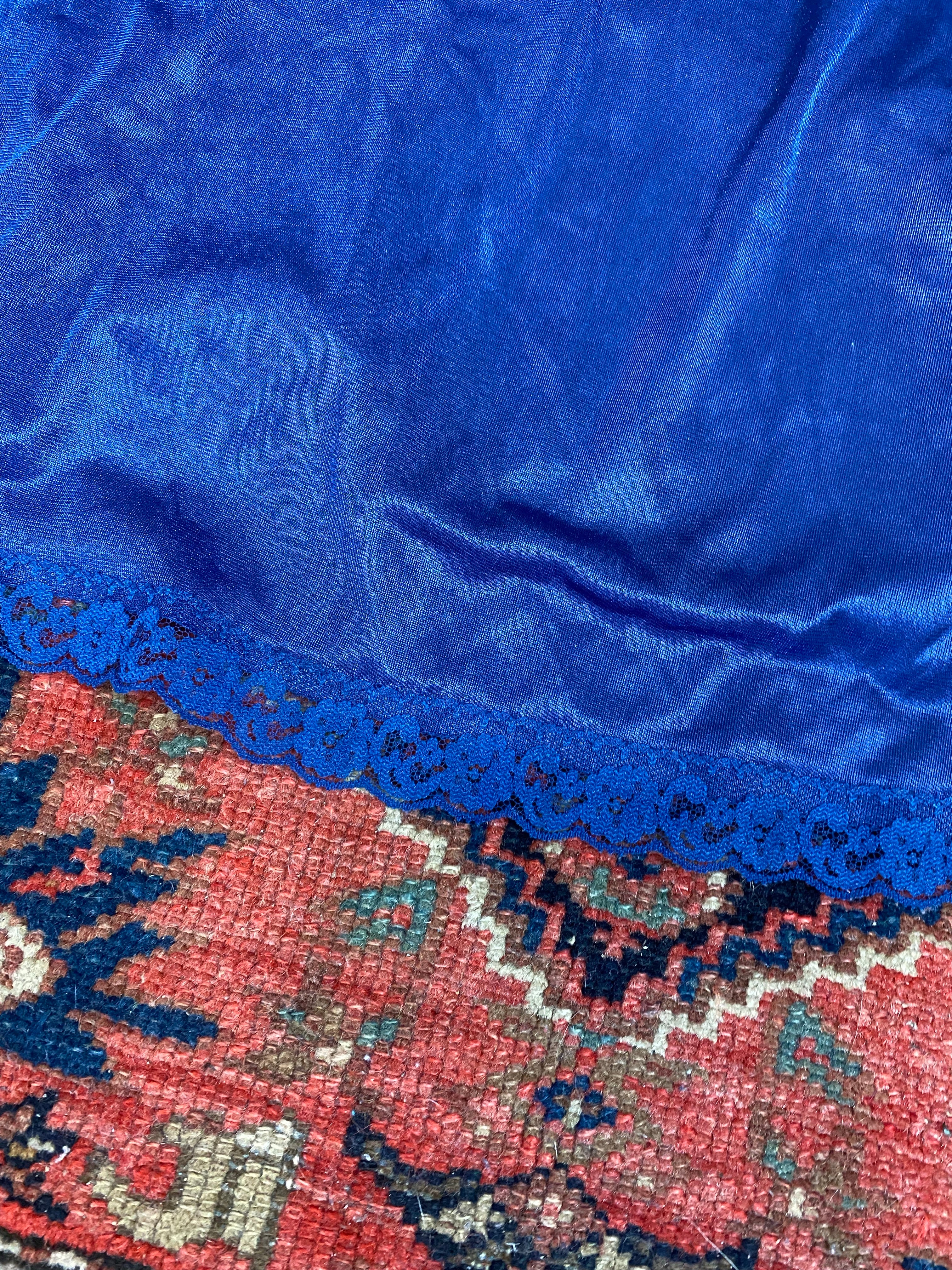 90s Blue Satin Dress - S