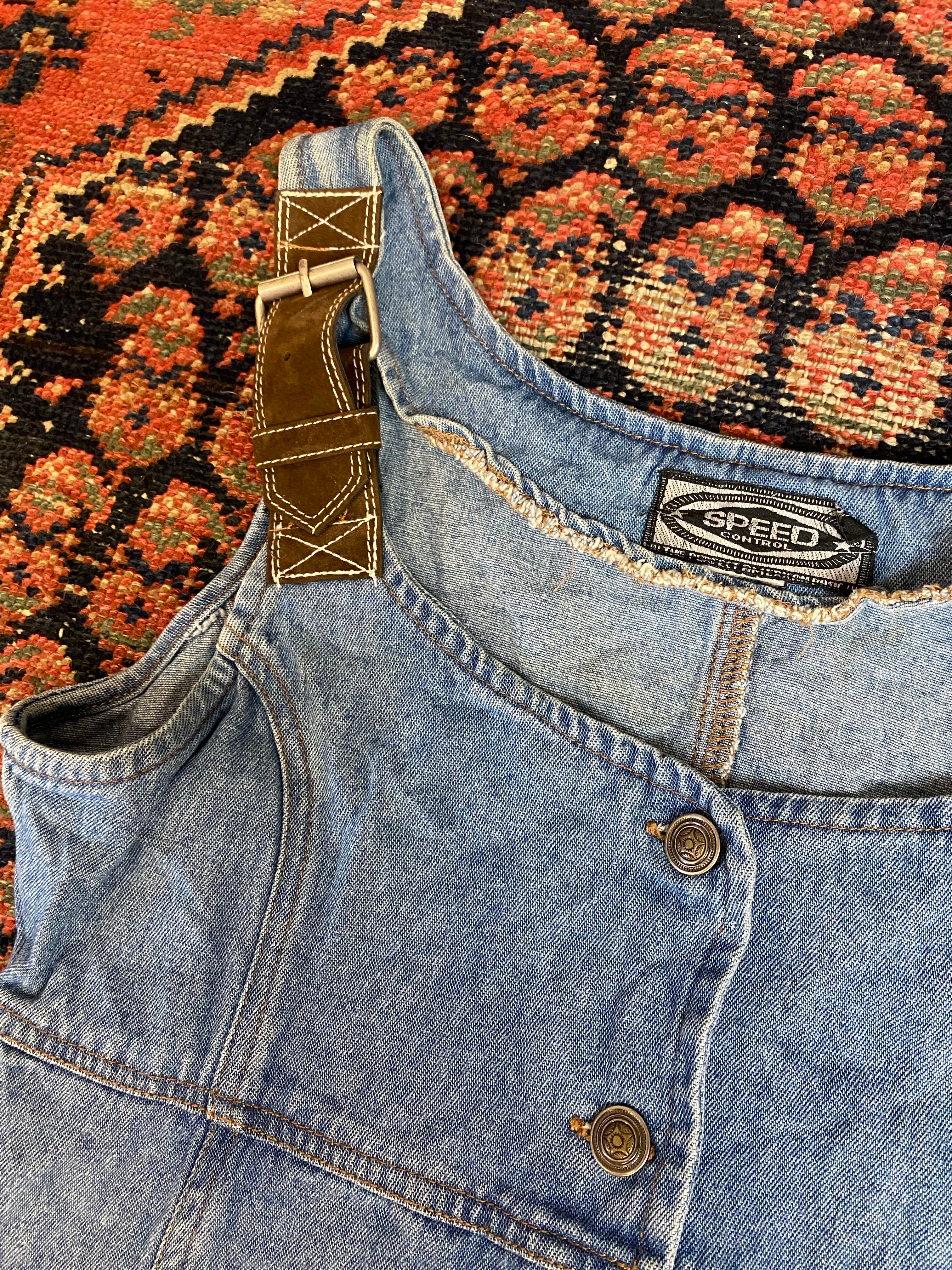 90s Front Button Denim Dress - S