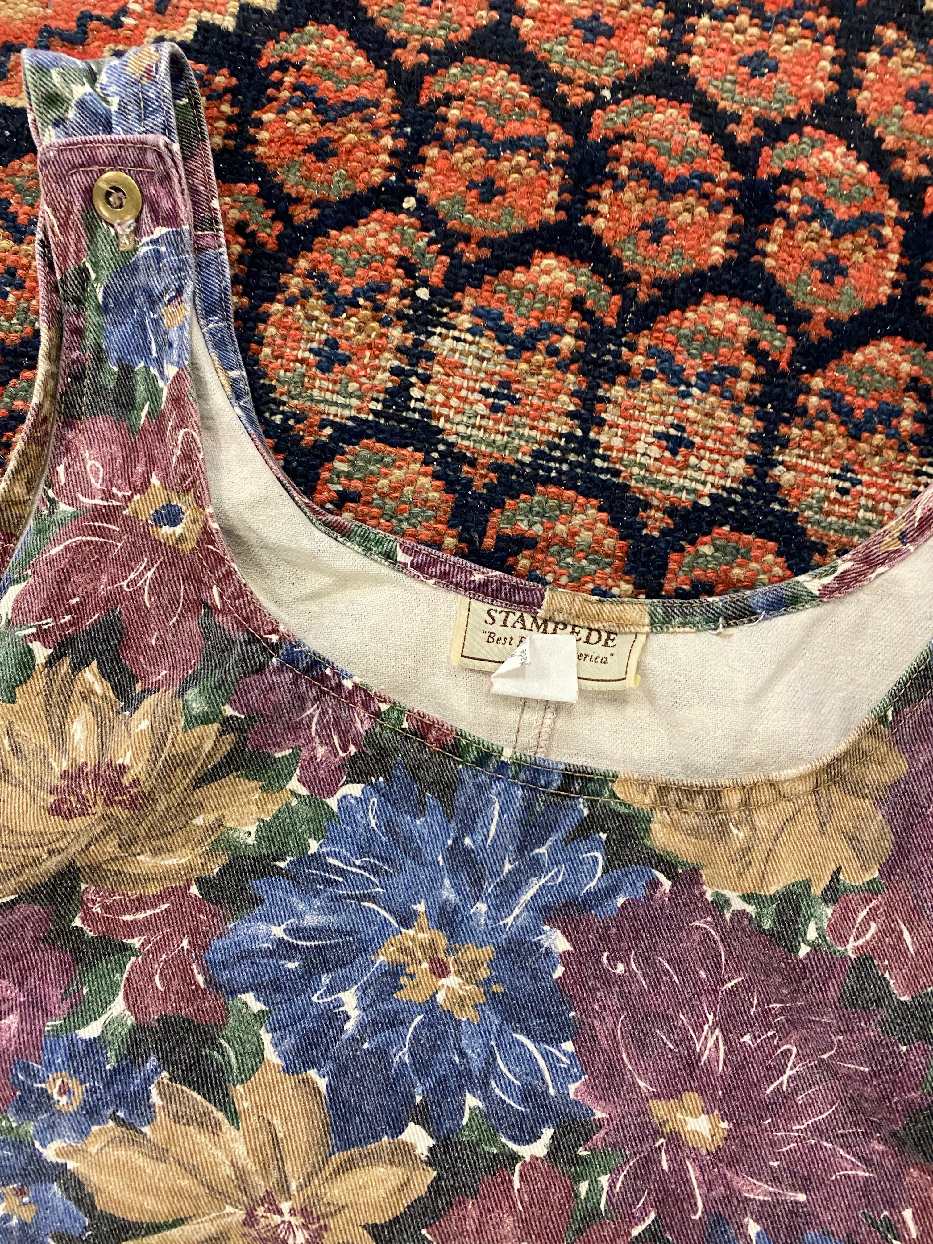 90s Floral Canvas Dress - M