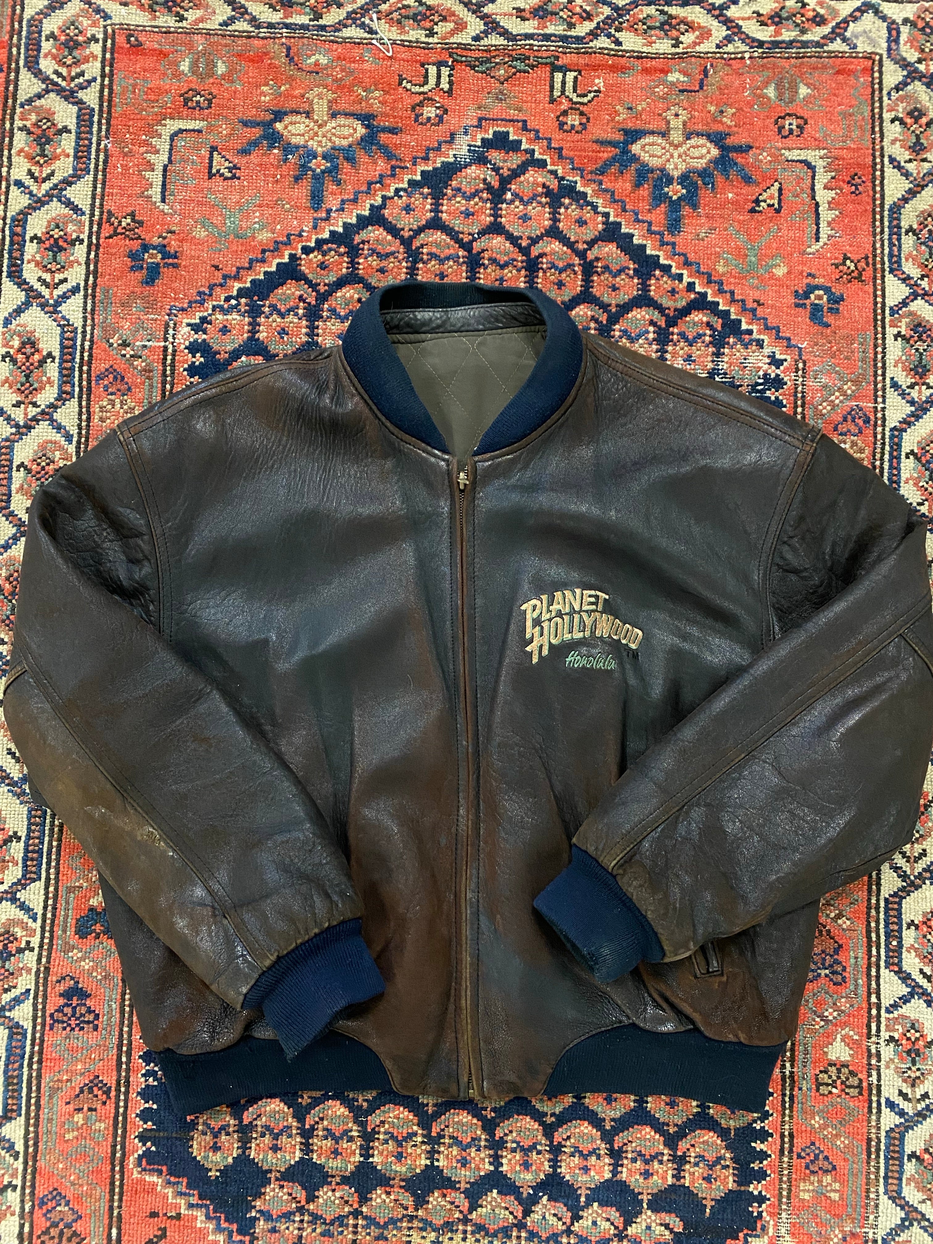 90s Reversible Planet Hollywood Leather Jacket - M – Luster and Oak