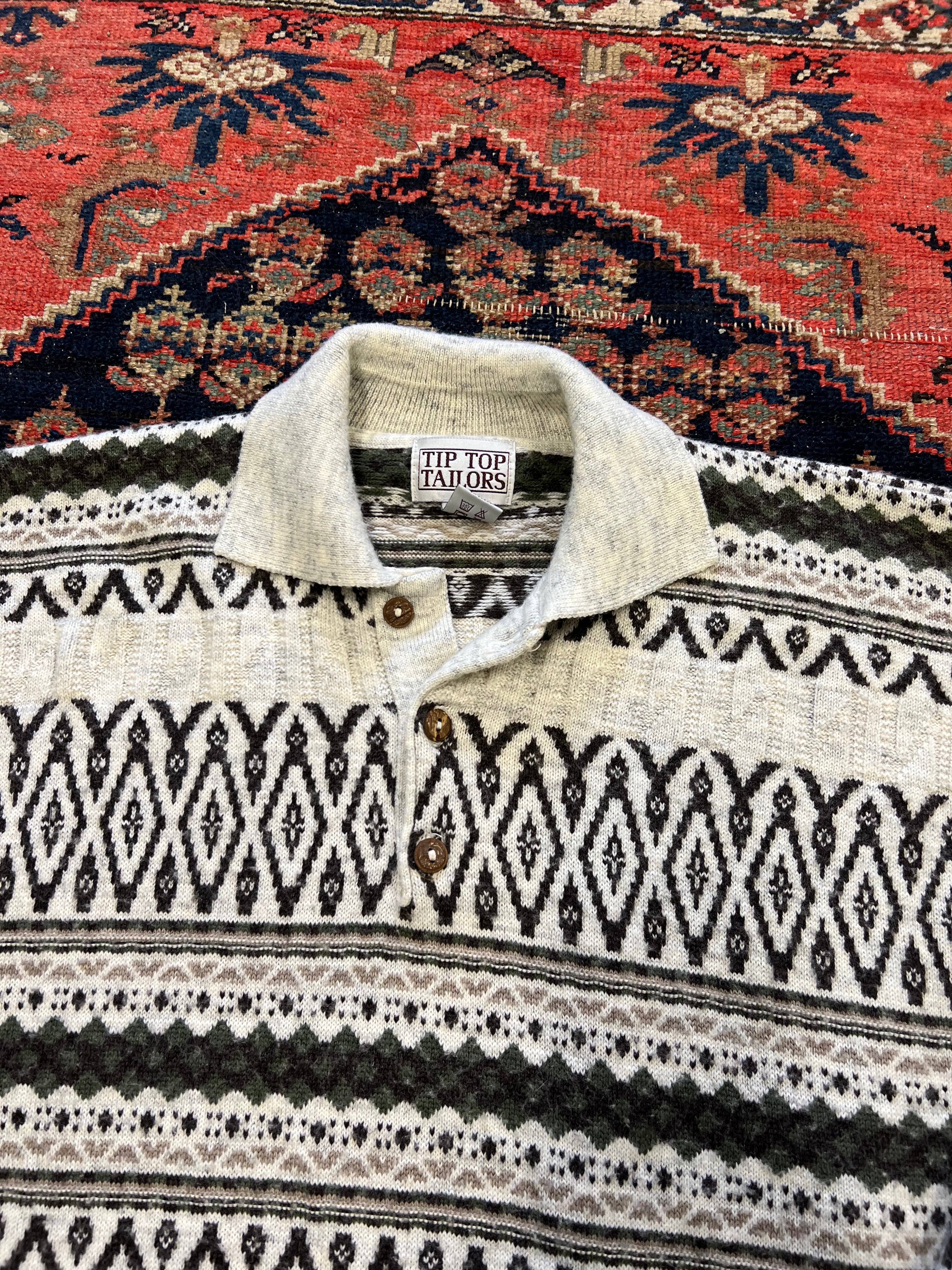 VINTAGE COLLARED KNIT SWEATER - M/L