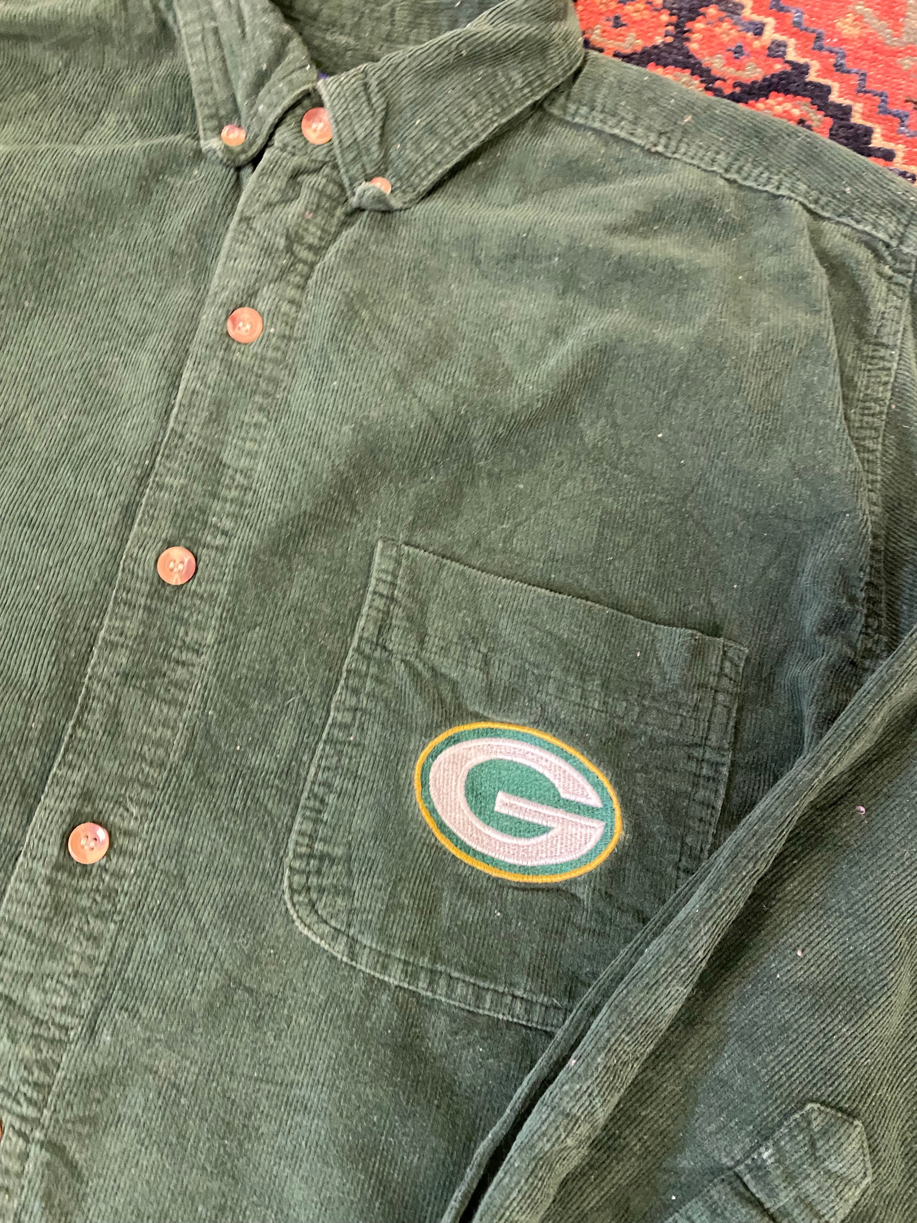 Vintage Corduroy Green Bay Packers Button Up - L