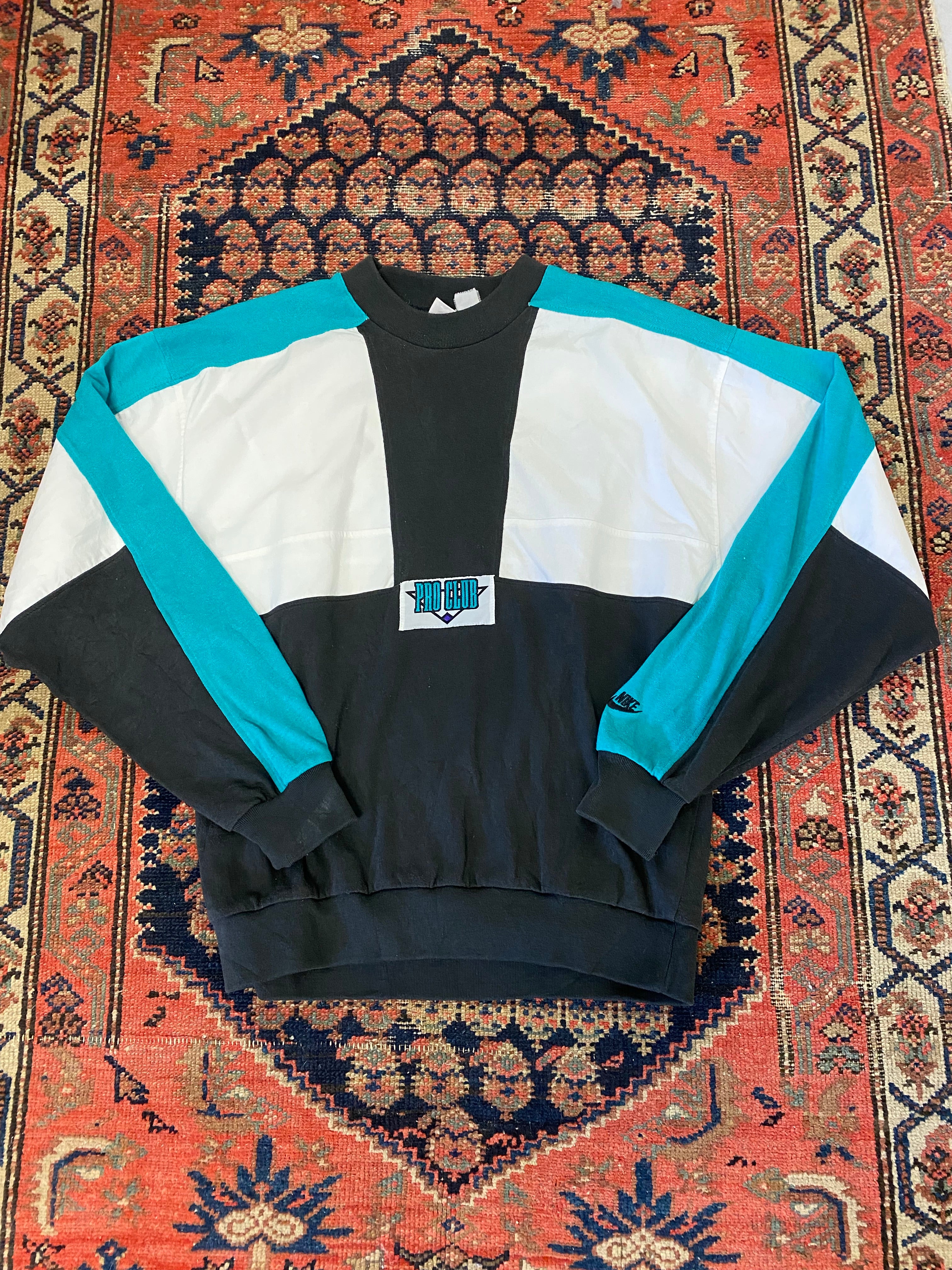 90s Nike Pro Club Colour Blocked Crewneck - M
