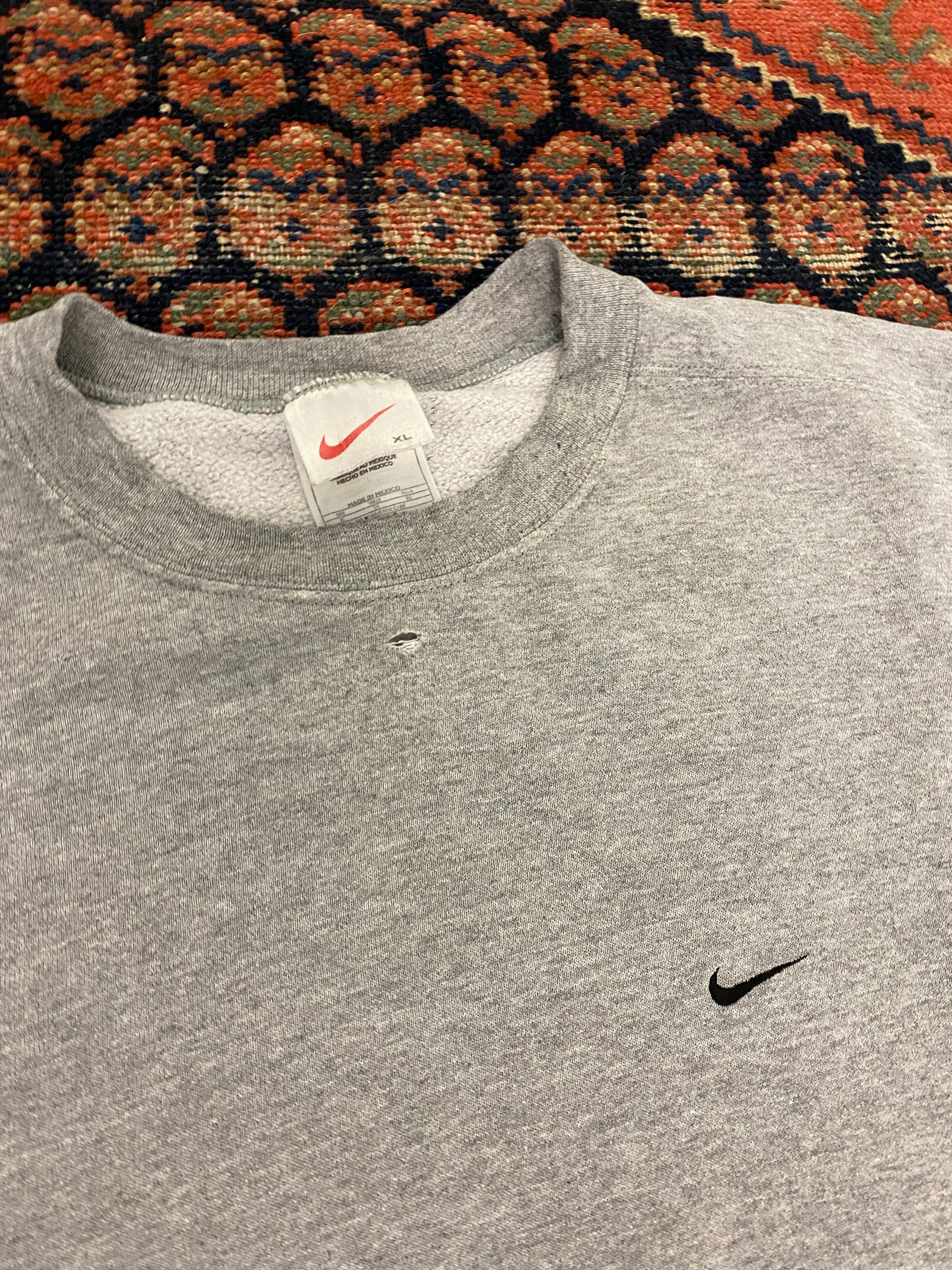 90s Grey Nike Check Crewneck - L/XL
