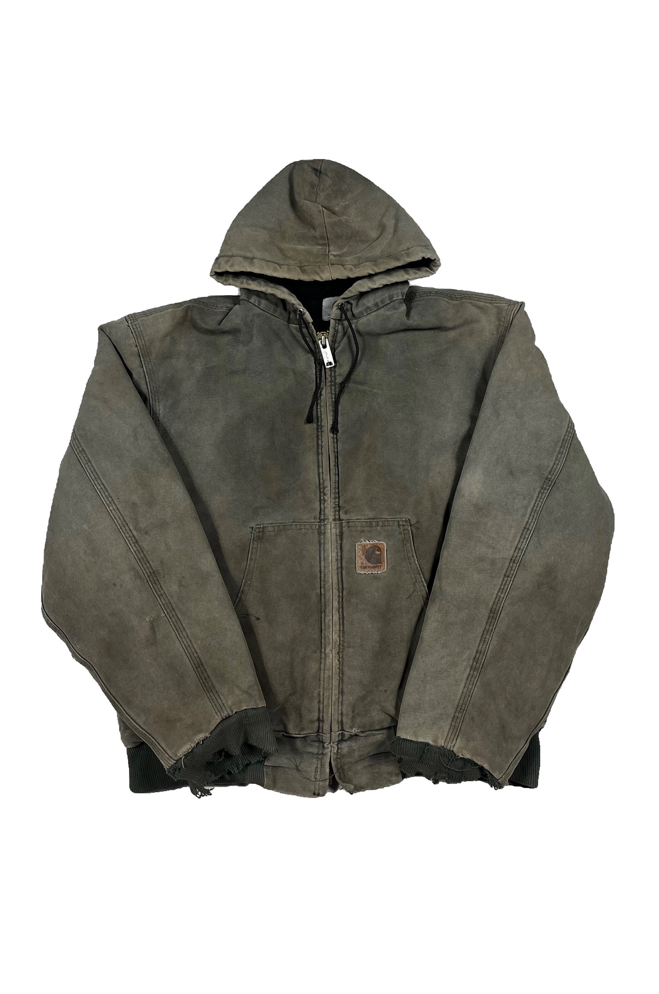 VINTAGE FADED GREEN CARHARTT WORK JACKET SIZE MEDIUM