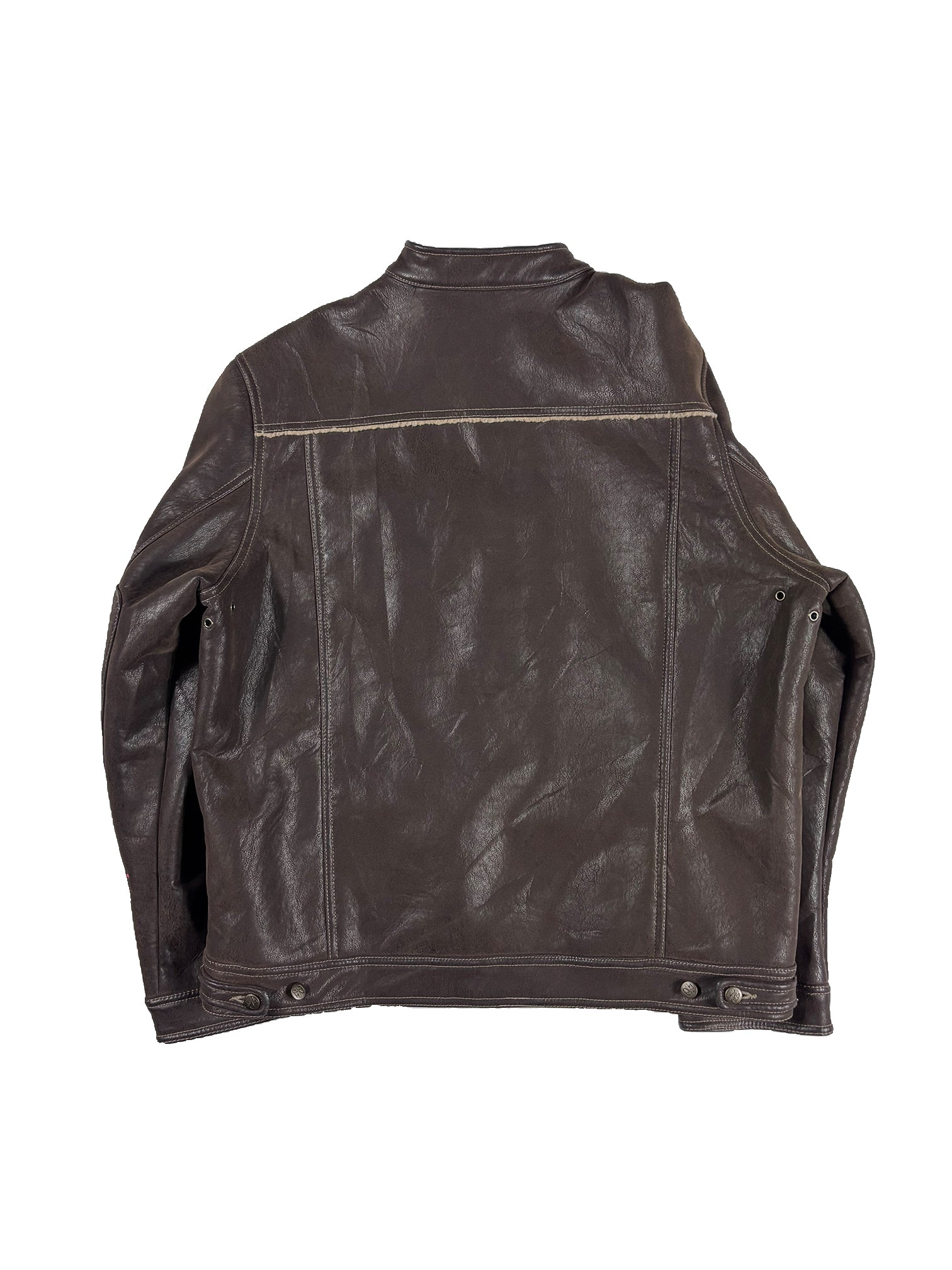 VINTAGE WOOL LINED BROWN LEATHER JACKET SIZE LARGE