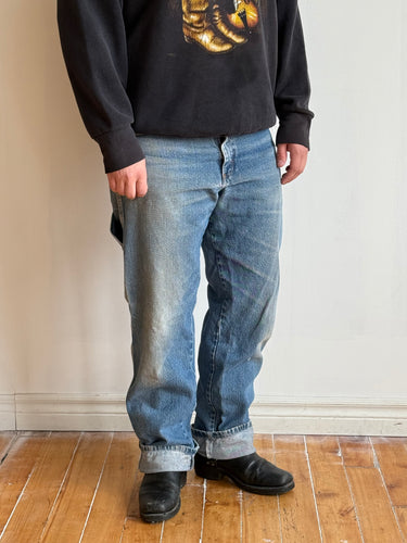 VINTAGE DISTRESSED REDKAP WORK DENIM W/34