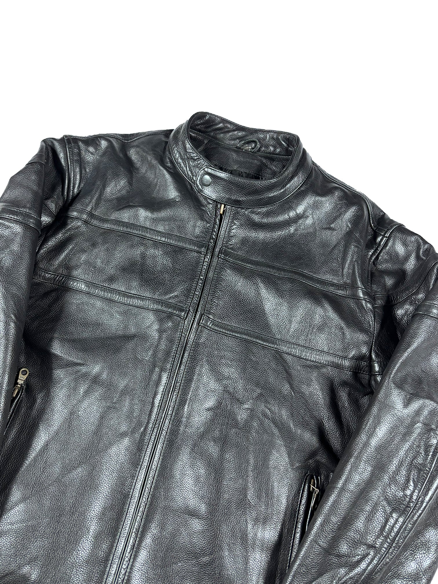 VINTAGE BLACK LEATHER BIKER JACKET SIZE LARGE