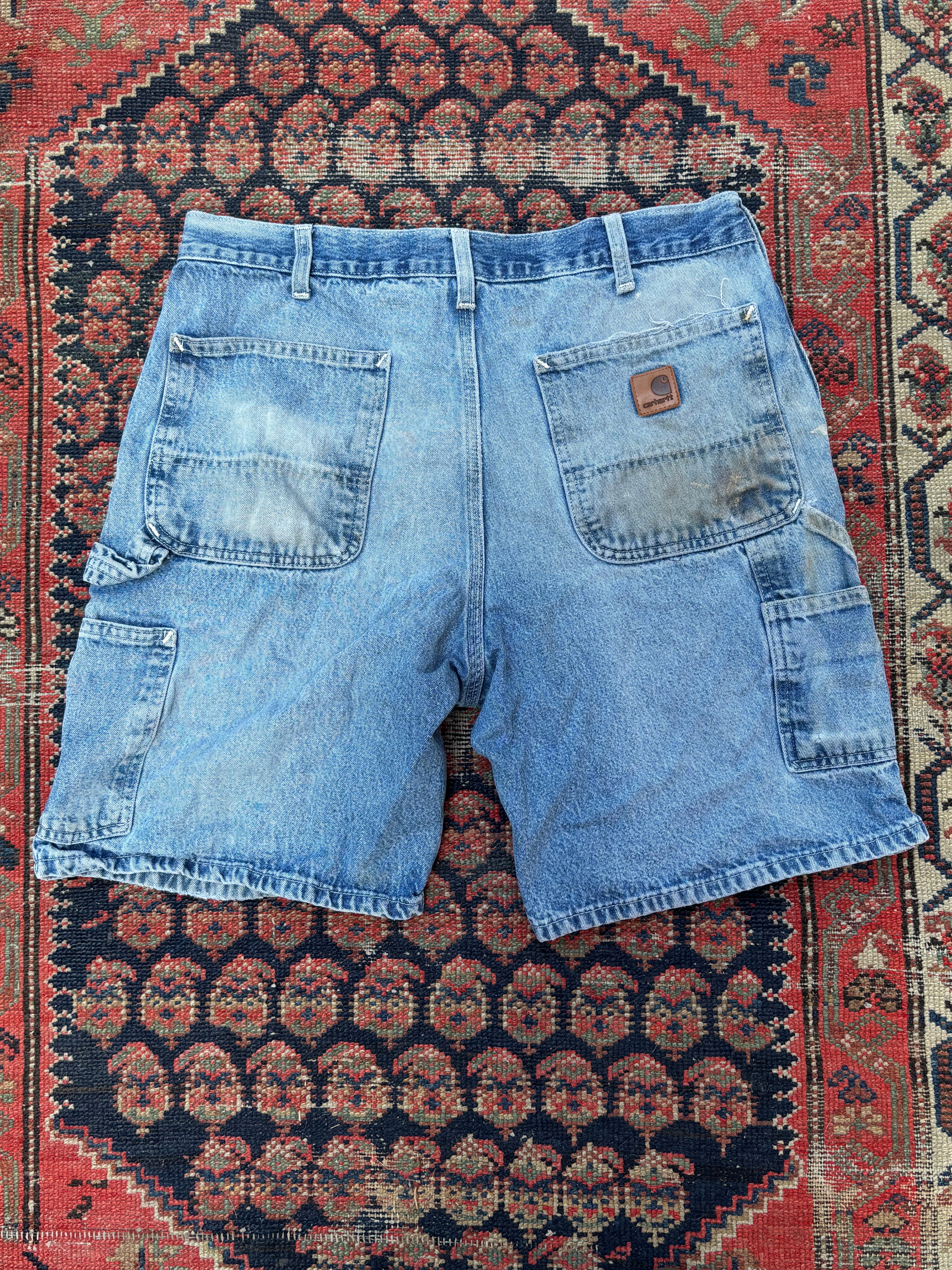 VINTAGE DISTRESSED CARHARTT CARPENTER DENIM SHORTS W/33