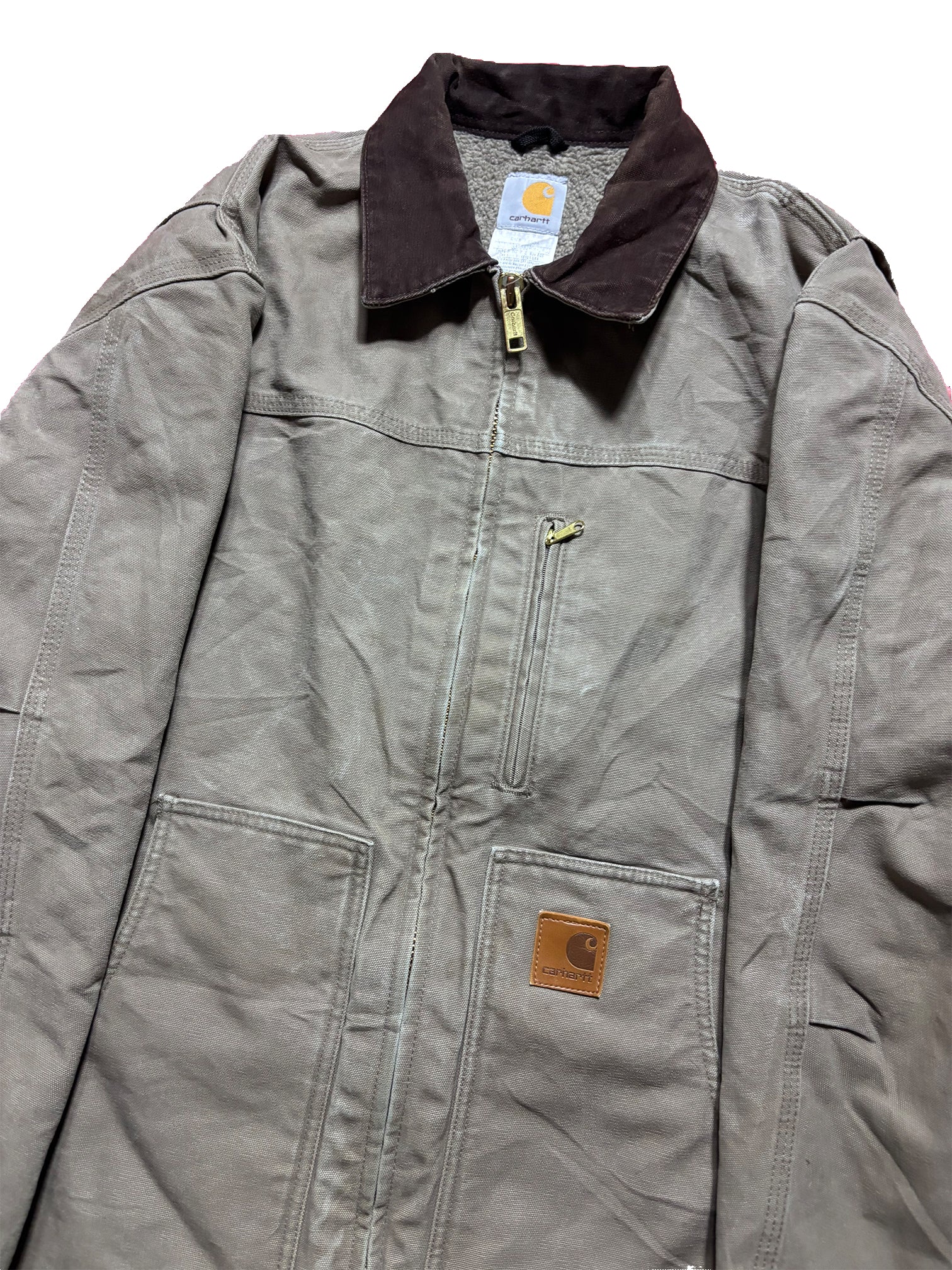 VINTAGE DARK GREY WOOL LINED DETROIT CARHARTT JACKET SIZE LARGE