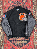 VINTAGE BLACK CLEVELAND BROWNS VARSITY JACKET SIZE XL