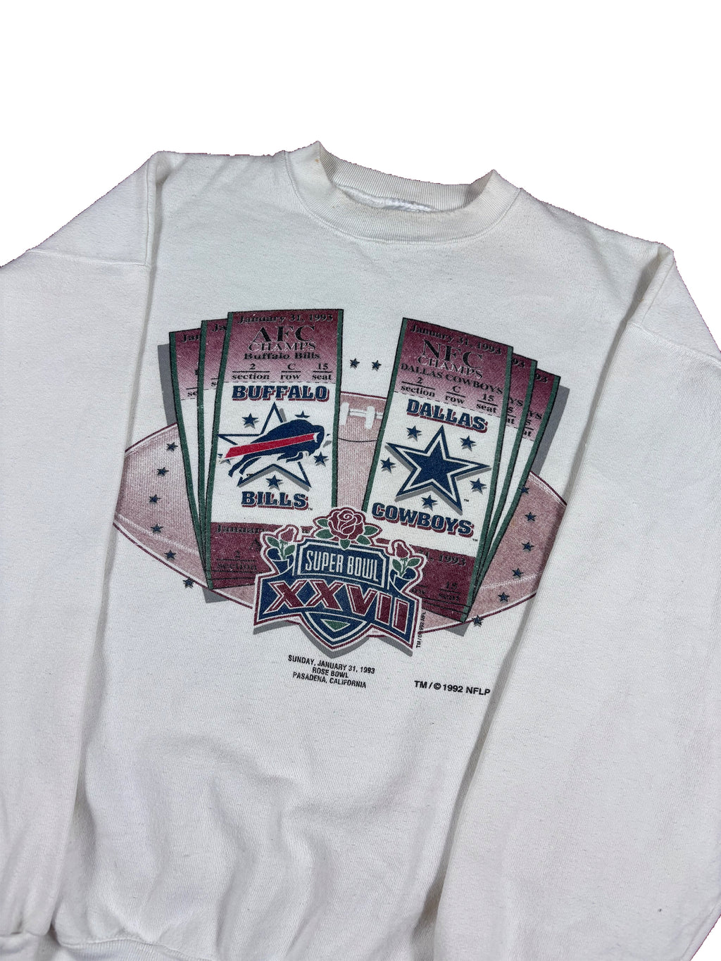 VINTAGE WHITE 1993 SUPERBOWL CREWNECK SIZE XL