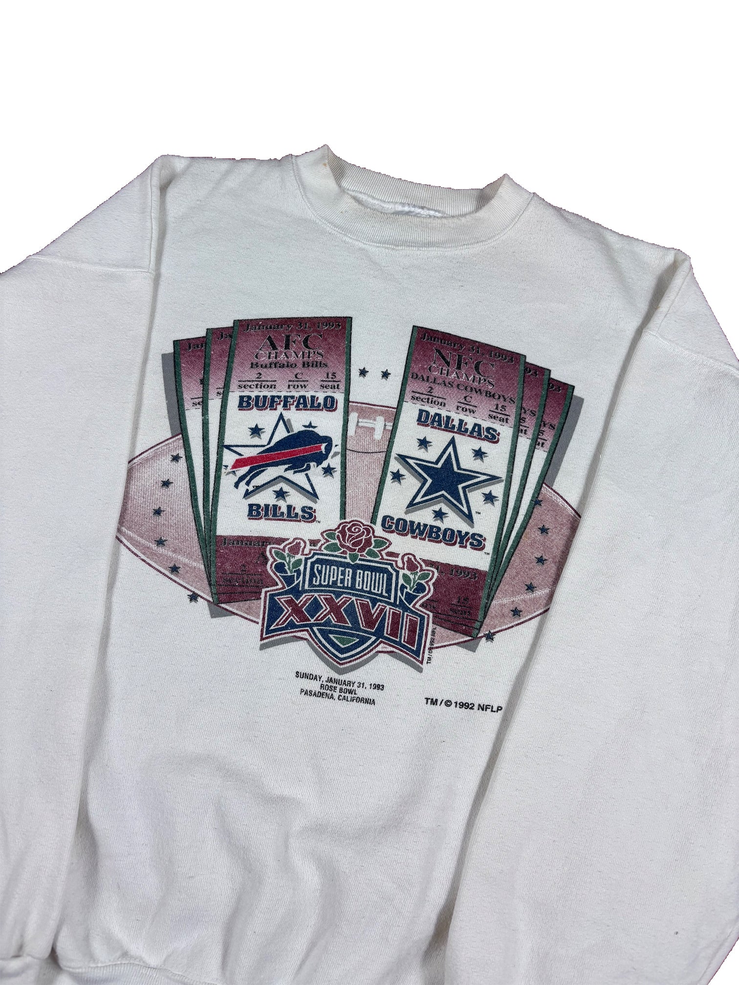 VINTAGE WHITE 1993 SUPERBOWL CREWNECK SIZE XL