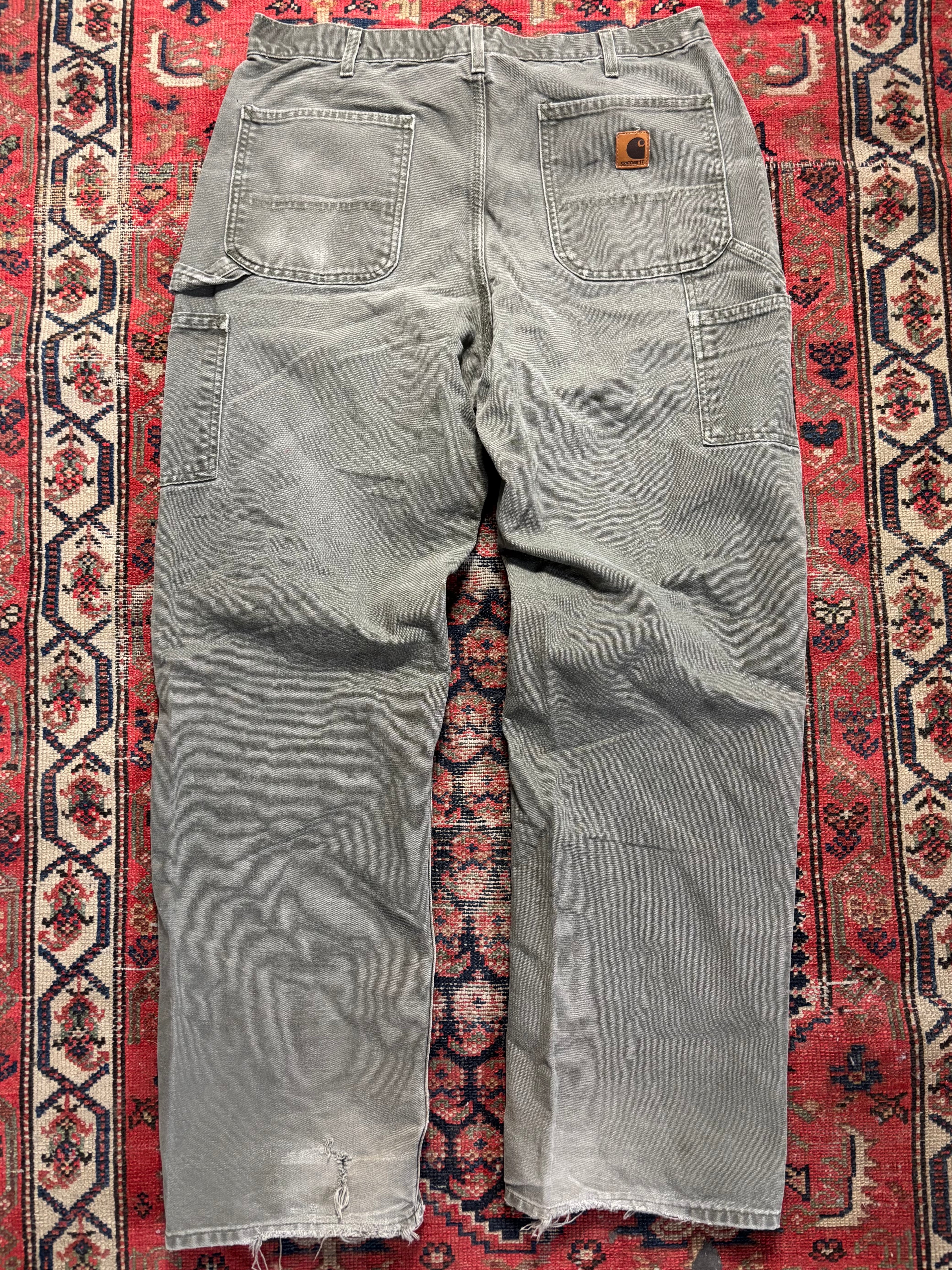 VINTAGE FADED GREEN CARHARTT CARPENTER PANTS W/36