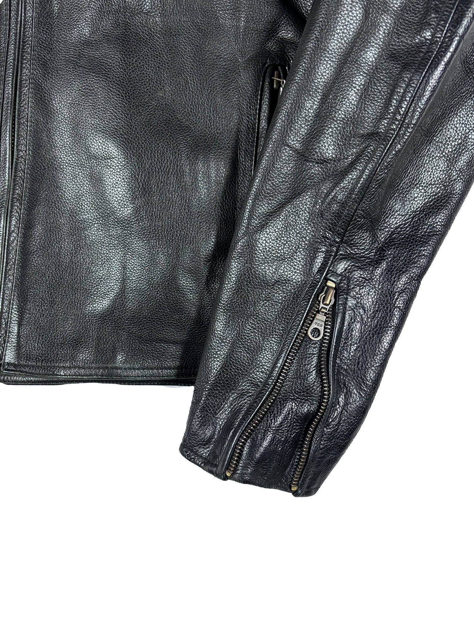 VINTAGE BLACK LEATHER BIKER JACKET SIZE LARGE