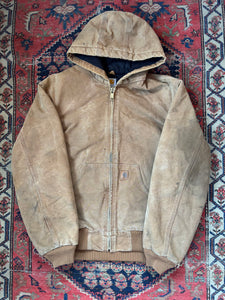 VINTAGE LIGHT BROWN HOODED CARHARTT JACKET SIZE MEDIUM