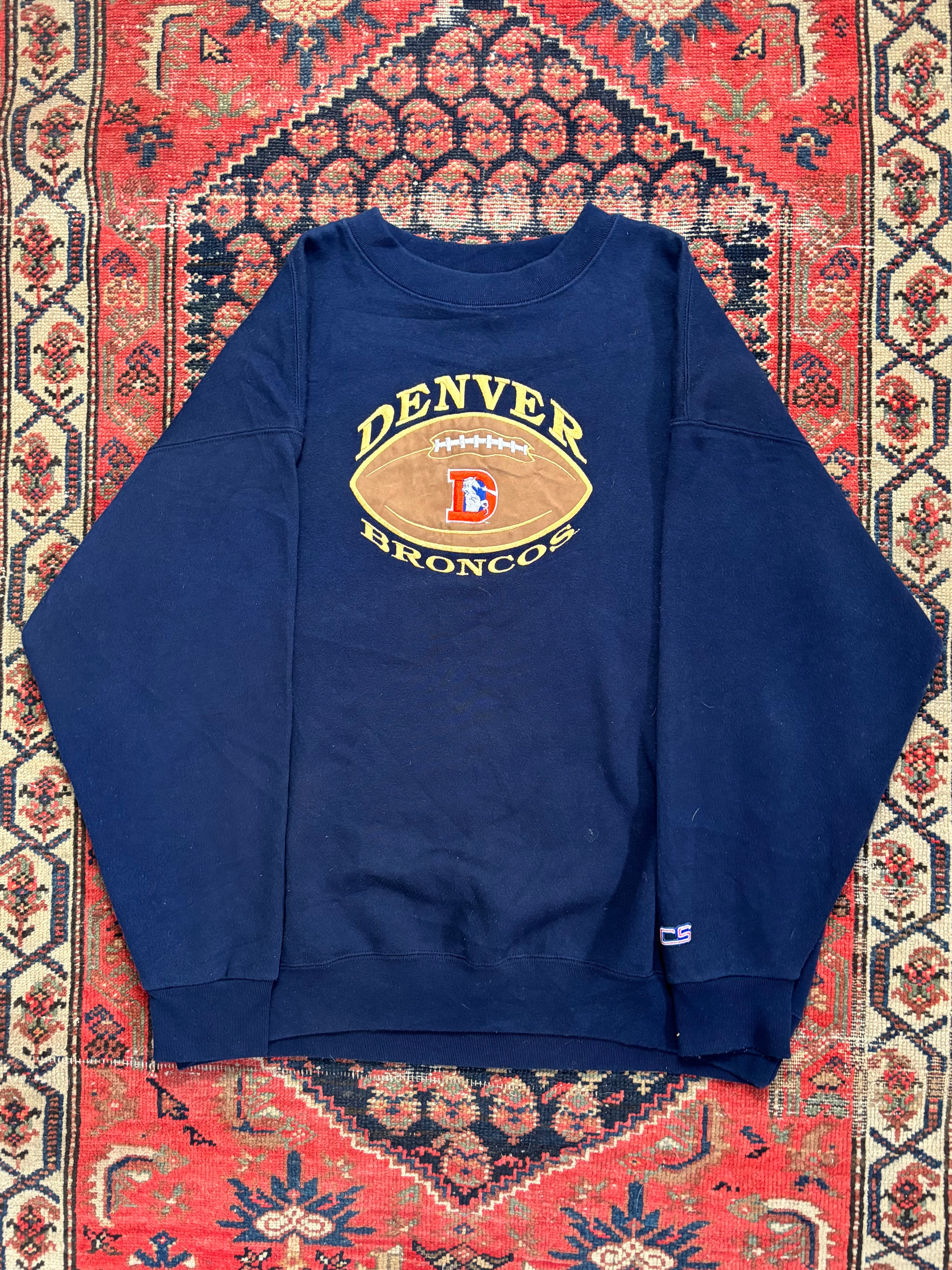VINTAGE NAVY DENVER BRONCOS CREWNECK SIZE XX-LARGE