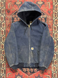VINTAGE FADED NAVY HOODED CARHARTT JACKET SIZE MEDIUM