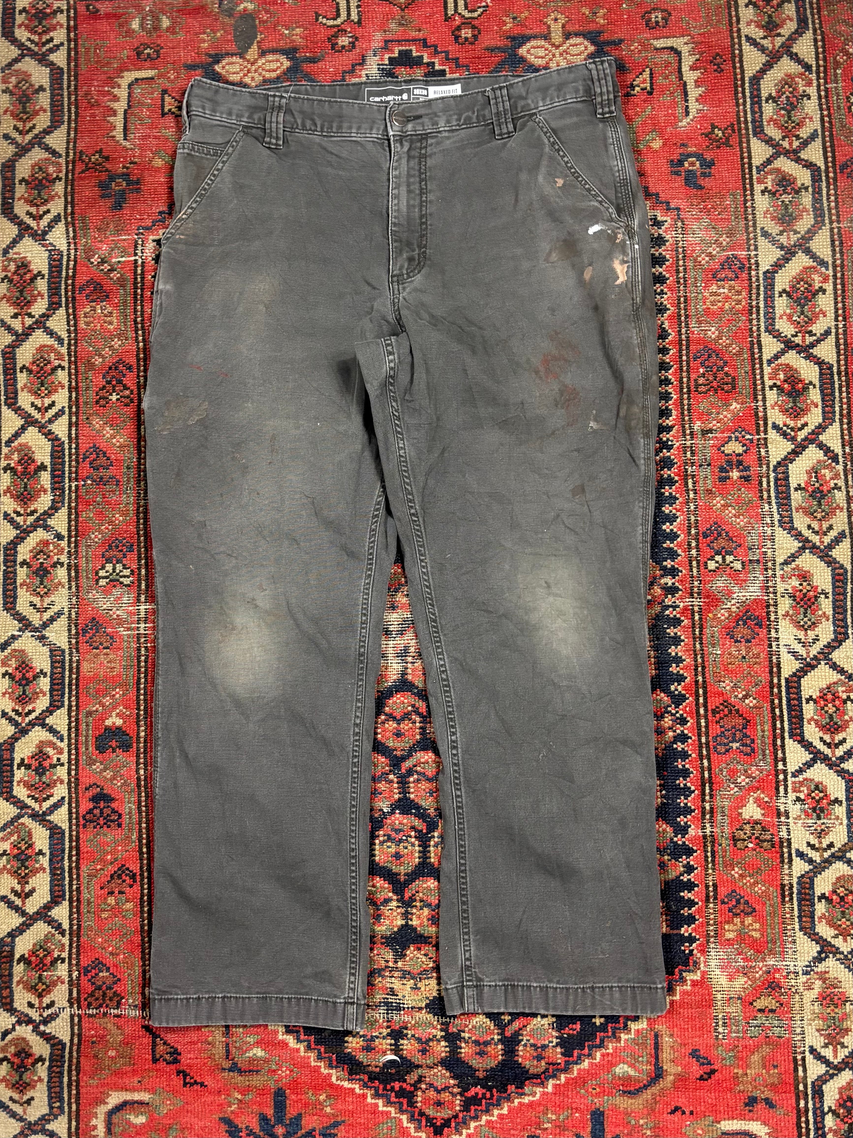 VINTAGE PAINT SPLATTERED GREY CARHARTT PANTS W/36