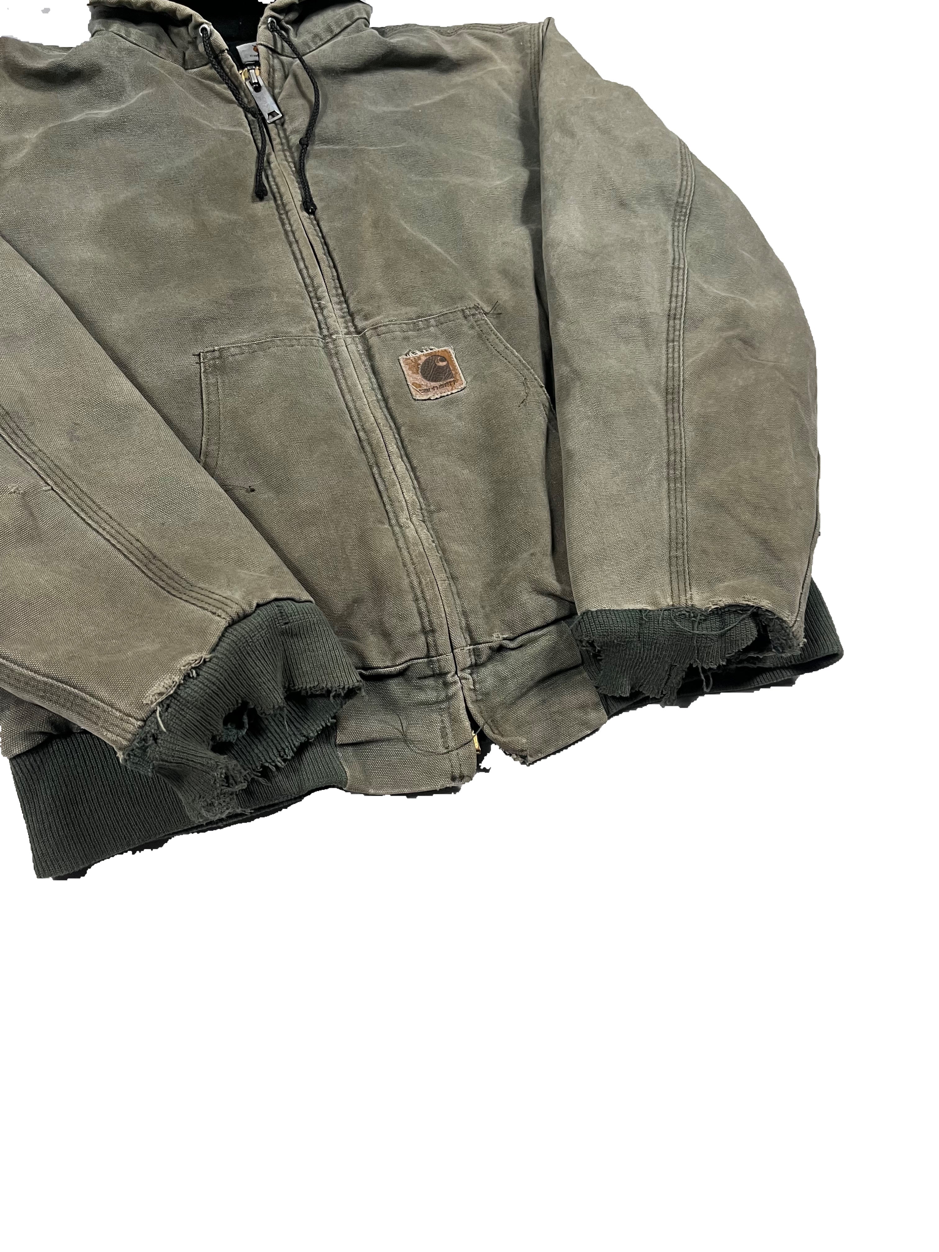 VINTAGE FADED GREEN CARHARTT WORK JACKET SIZE MEDIUM